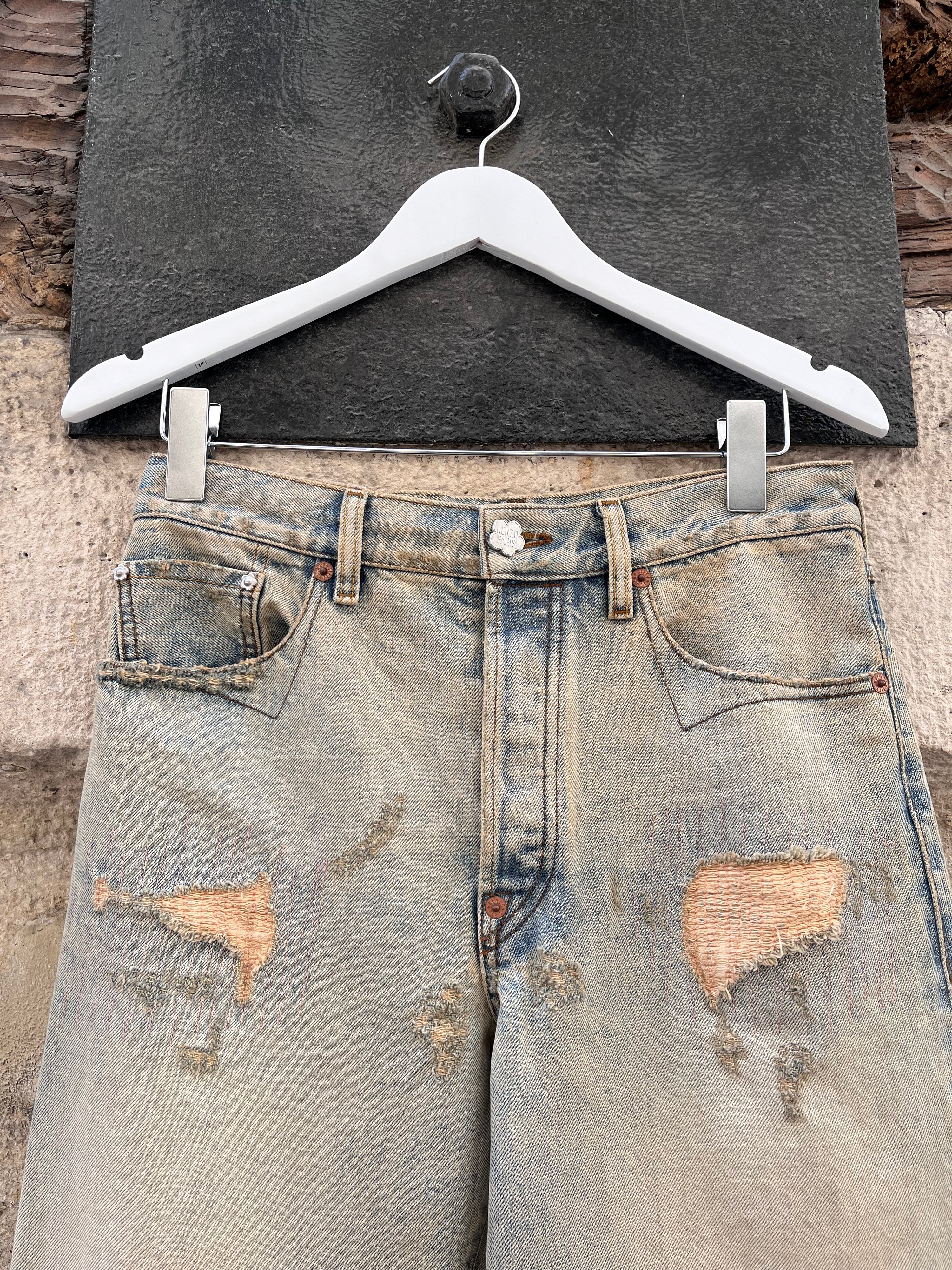 Distressed Straight Cut Kenzo Jeans (26)