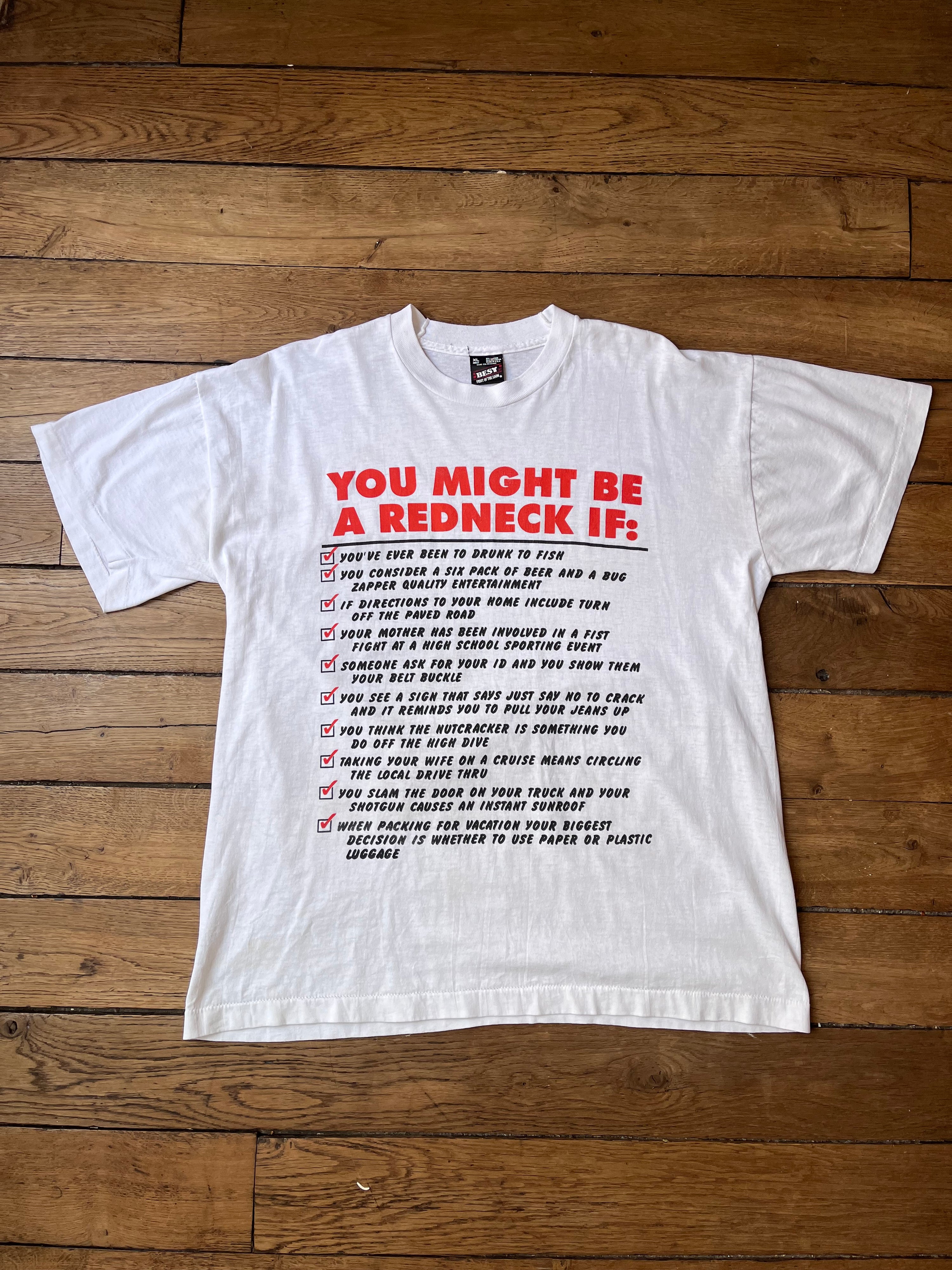 1990's Vintage Redneck Fruit Of The Loom Humor T-shirt (XL)