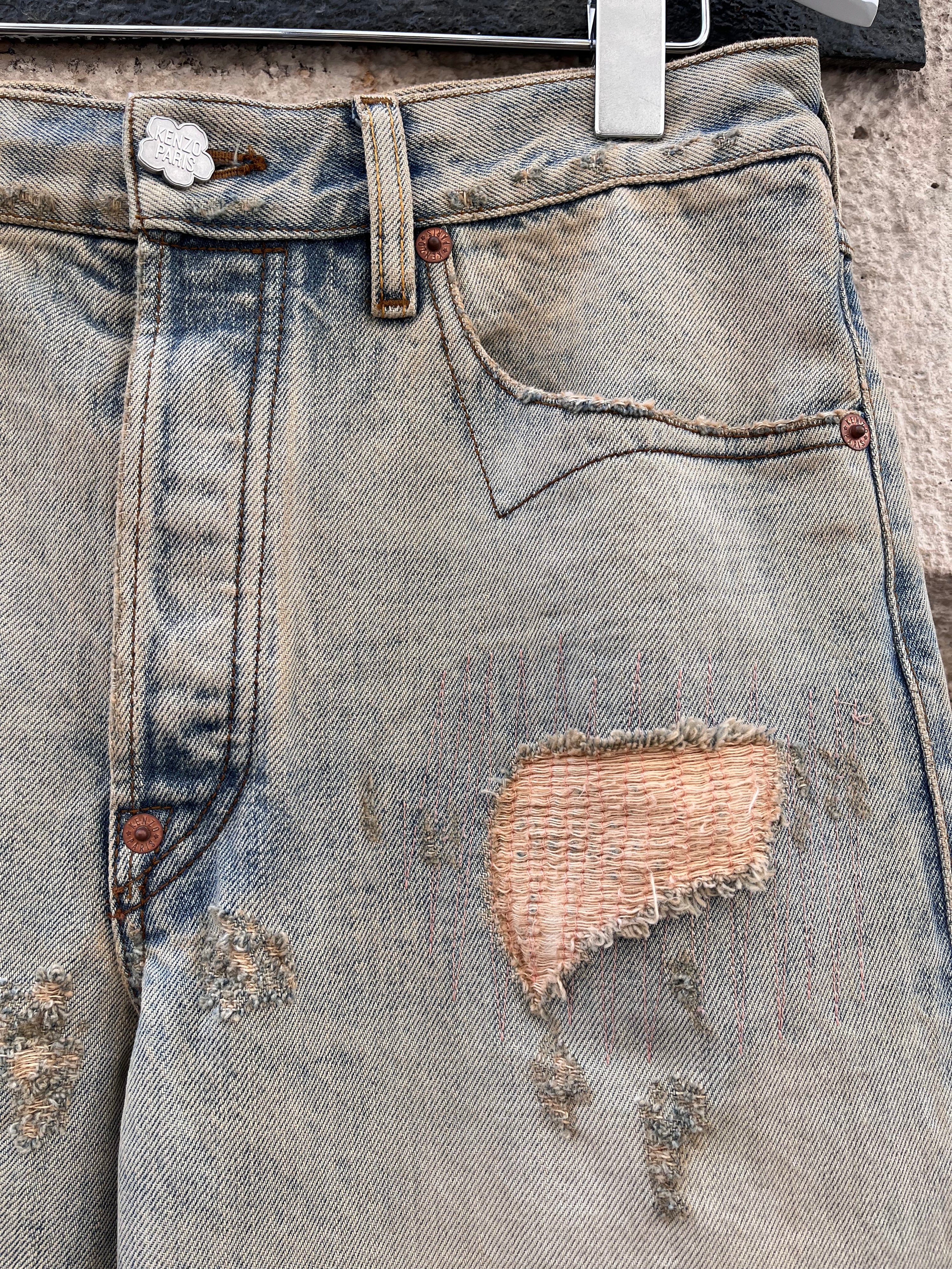 Distressed Straight Cut Kenzo Jeans (26)