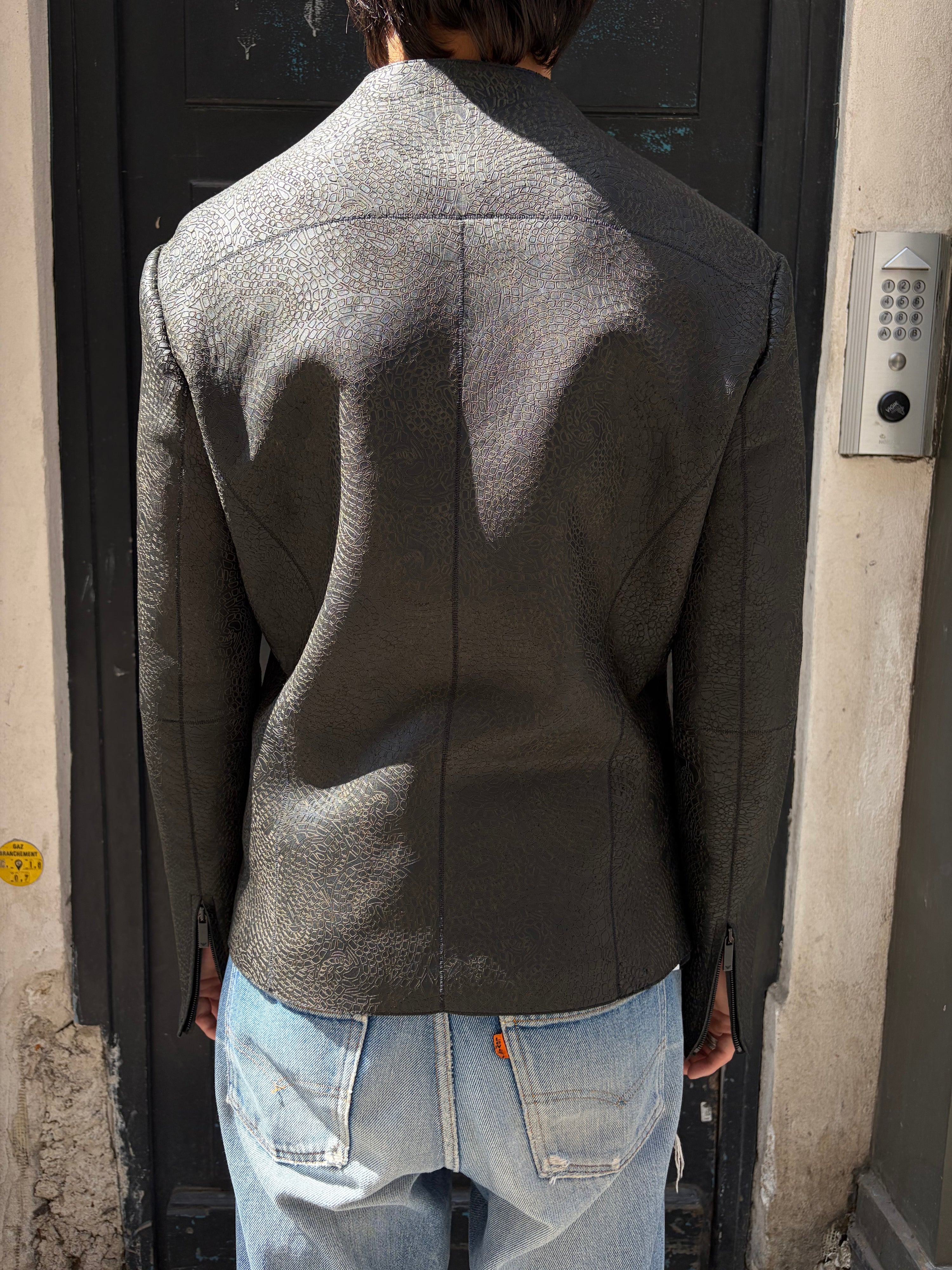 Emporio ArmaniCalf Leather Fencing Jacket (48)