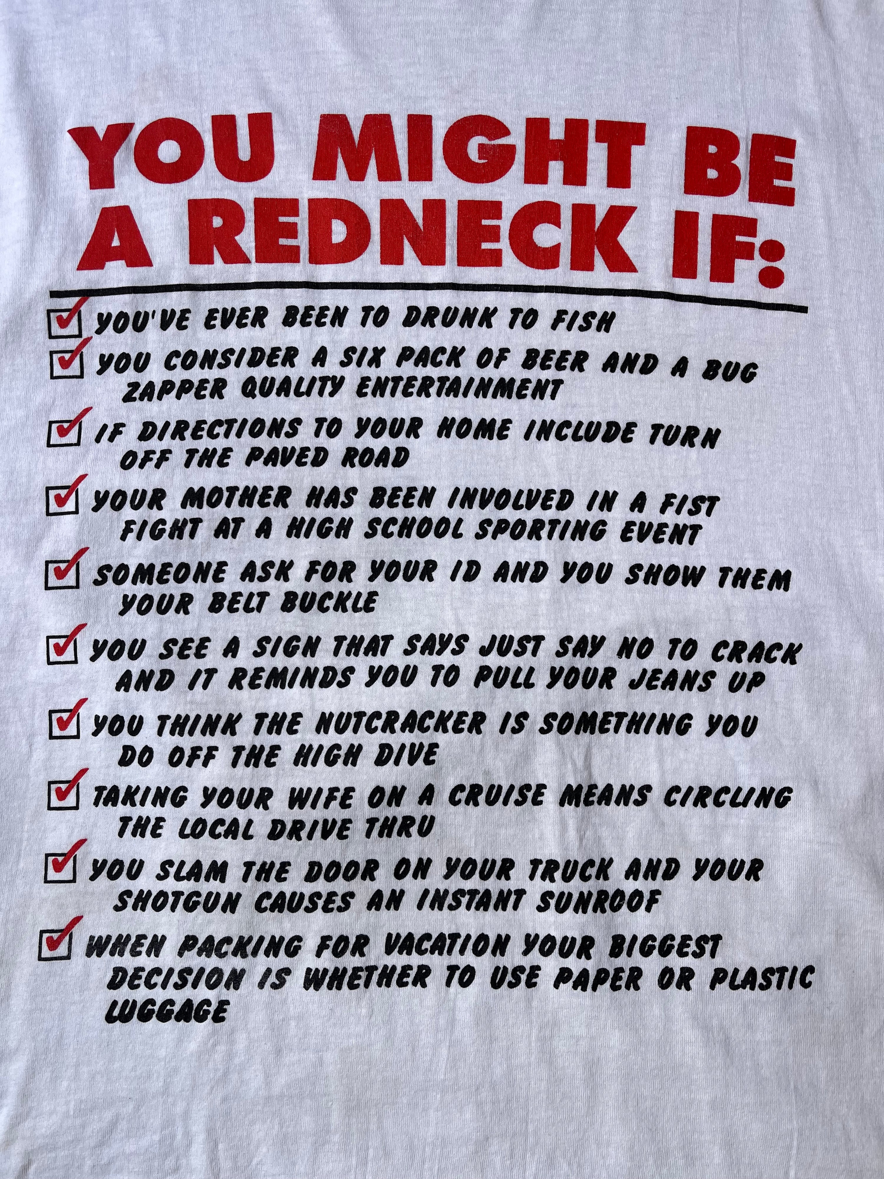 1990's Vintage Redneck Fruit Of The Loom Humor T-shirt (XL)
