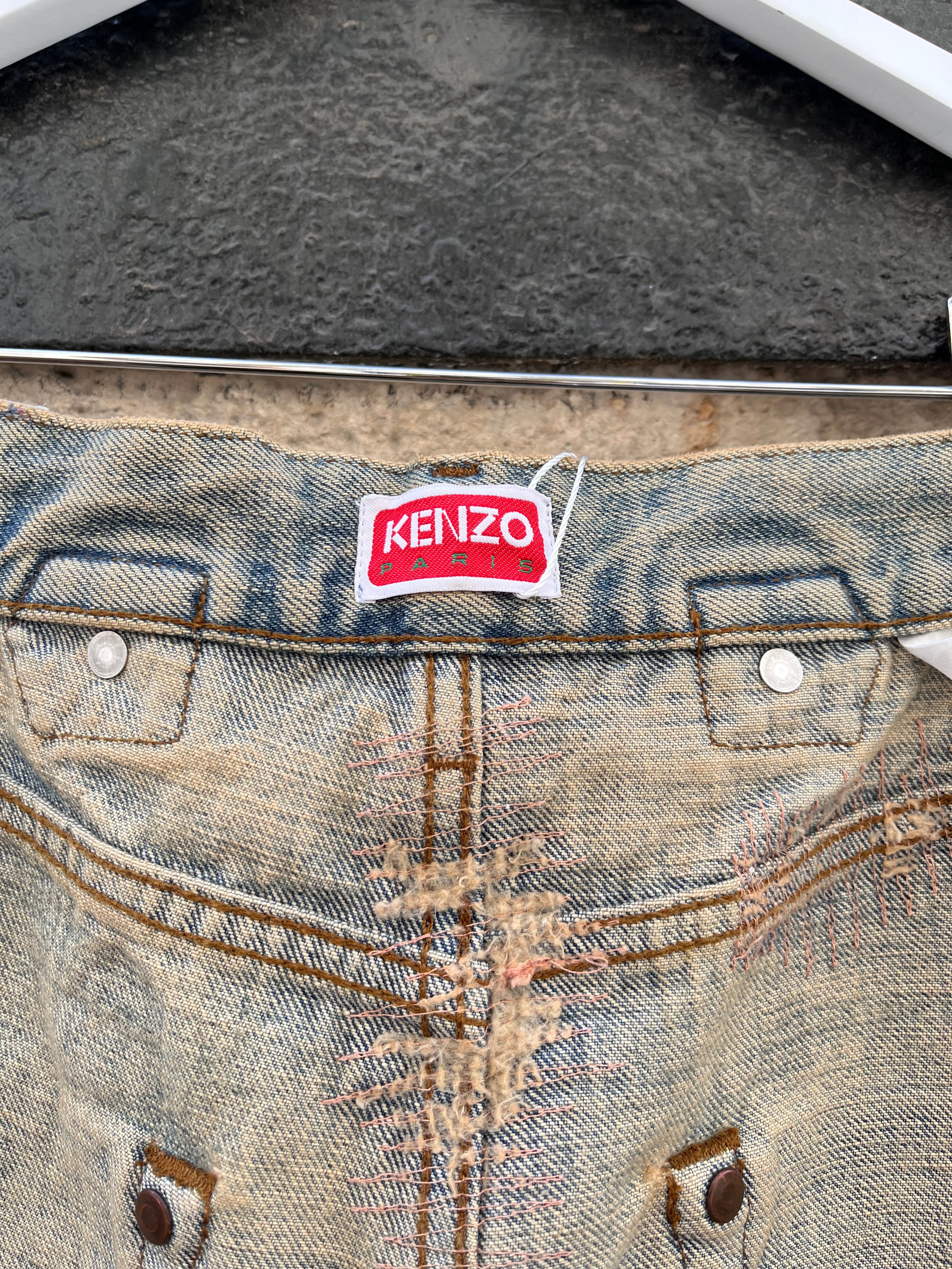 Distressed Straight Cut Kenzo Jeans (26)