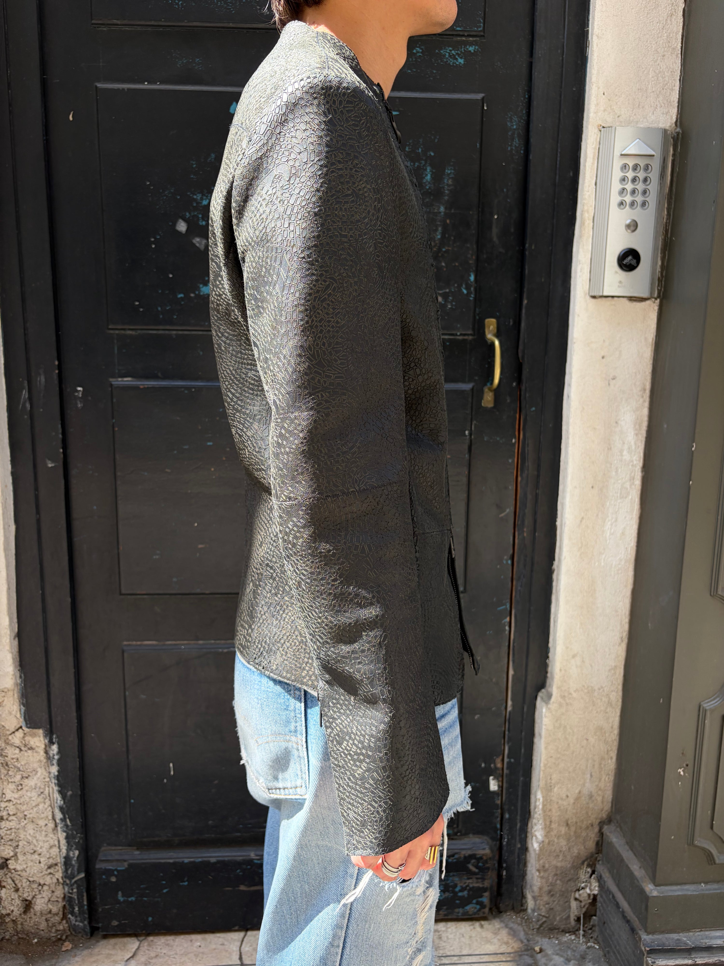 Emporio ArmaniCalf Leather Fencing Jacket (48)