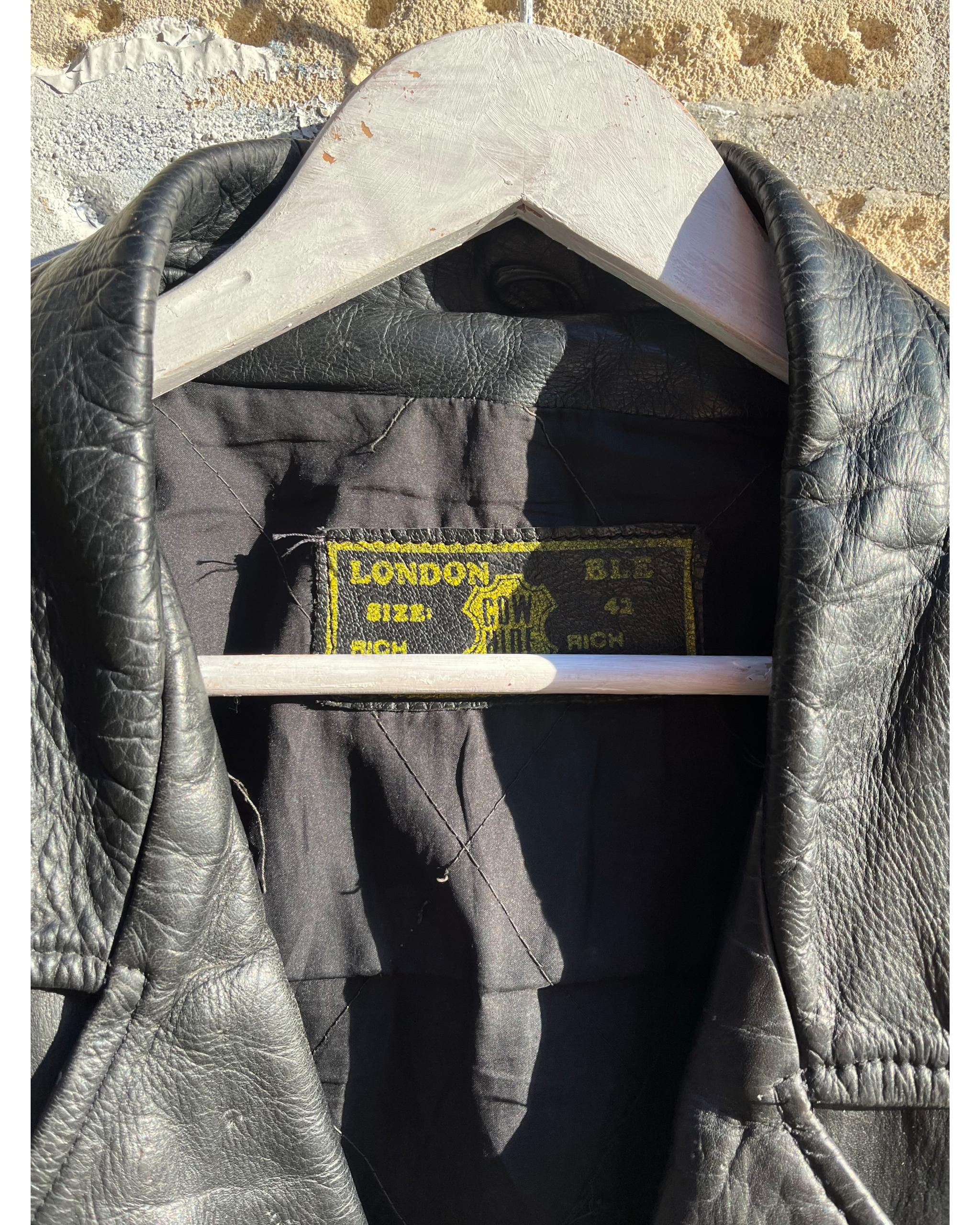 Handpainted black leather perfecto jacket - 1988