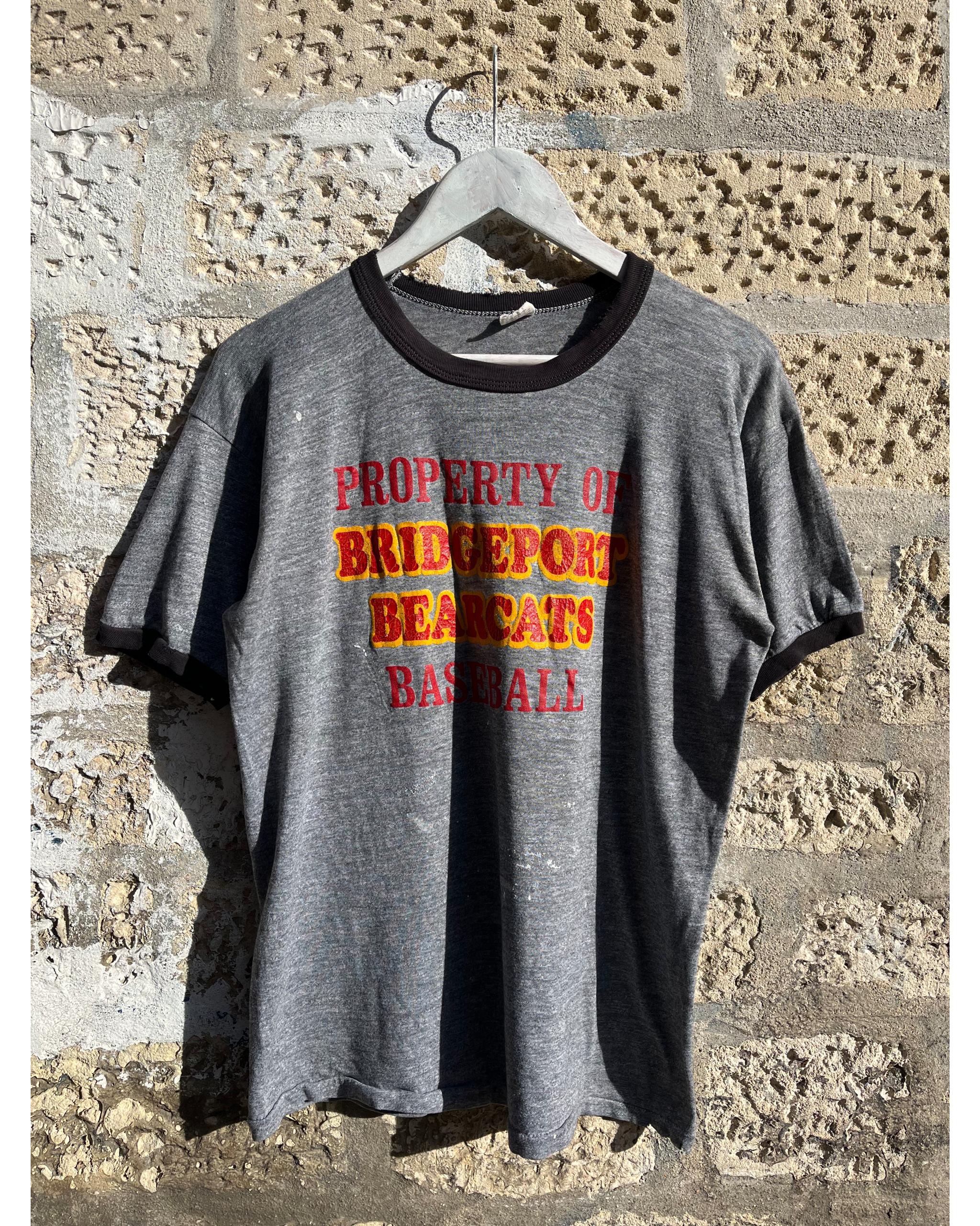 Distressed Property of Bridgeport Bearcats baseball ringer t-shirt - 1970's