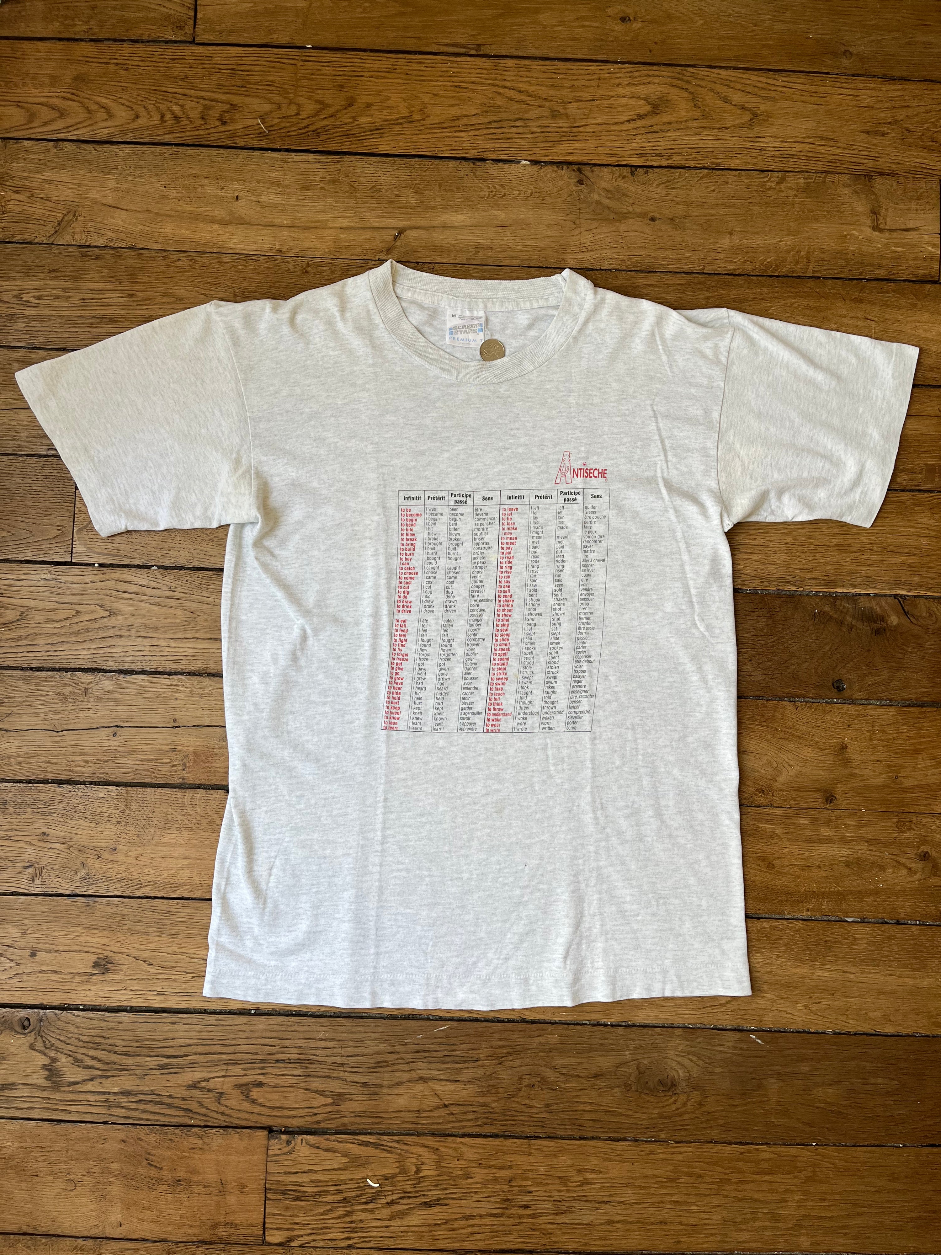 English irregular verbs french t-shirt - 1990's