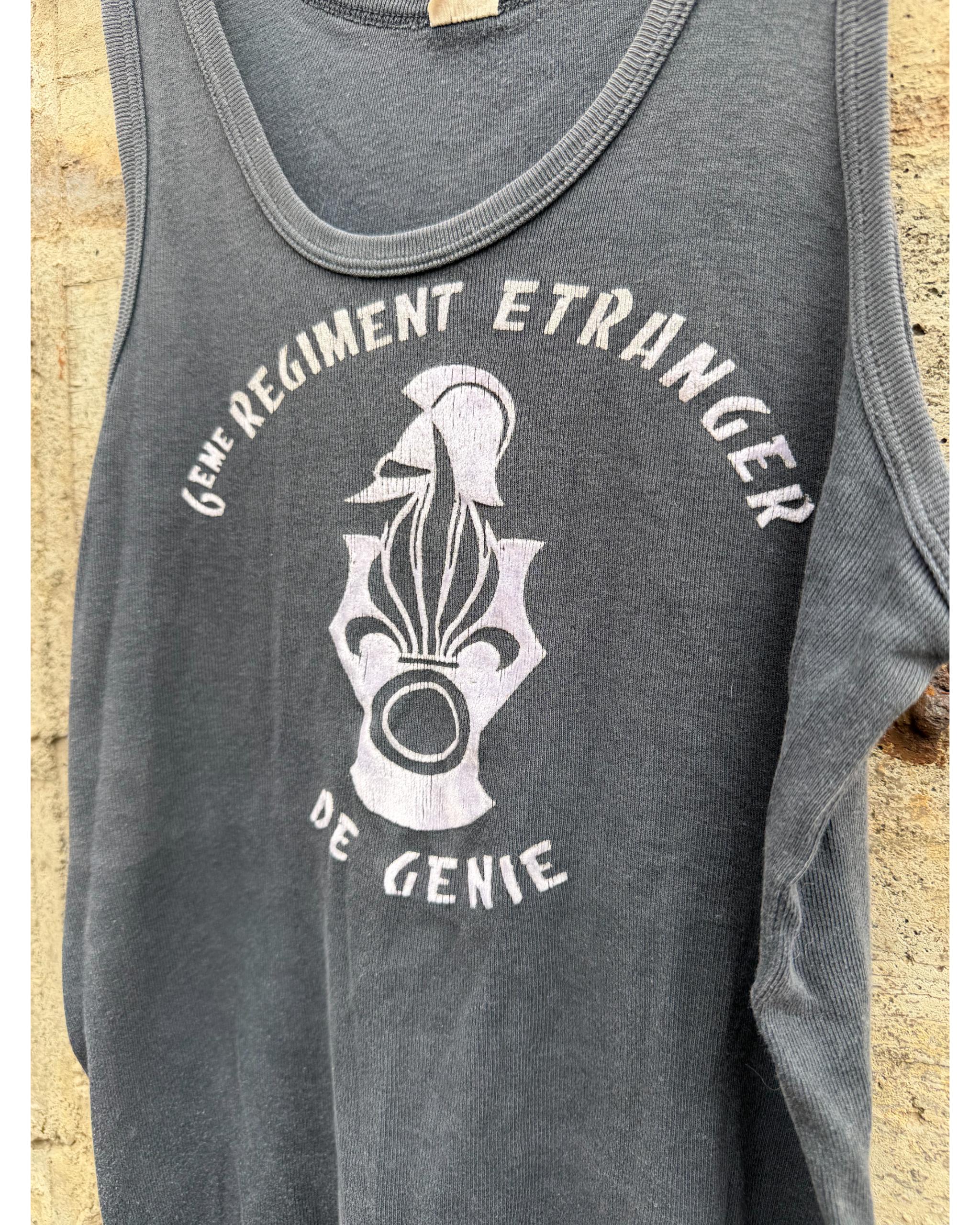 Sunfaded 6 ème régiment étranger de génie french military tank top - 1980's