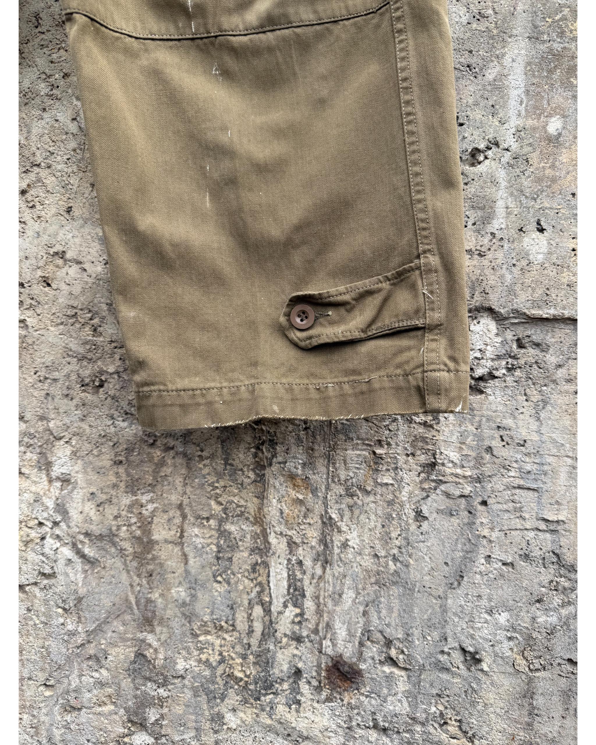 Distressed M47 French army brown cargo pants - late 1950's
