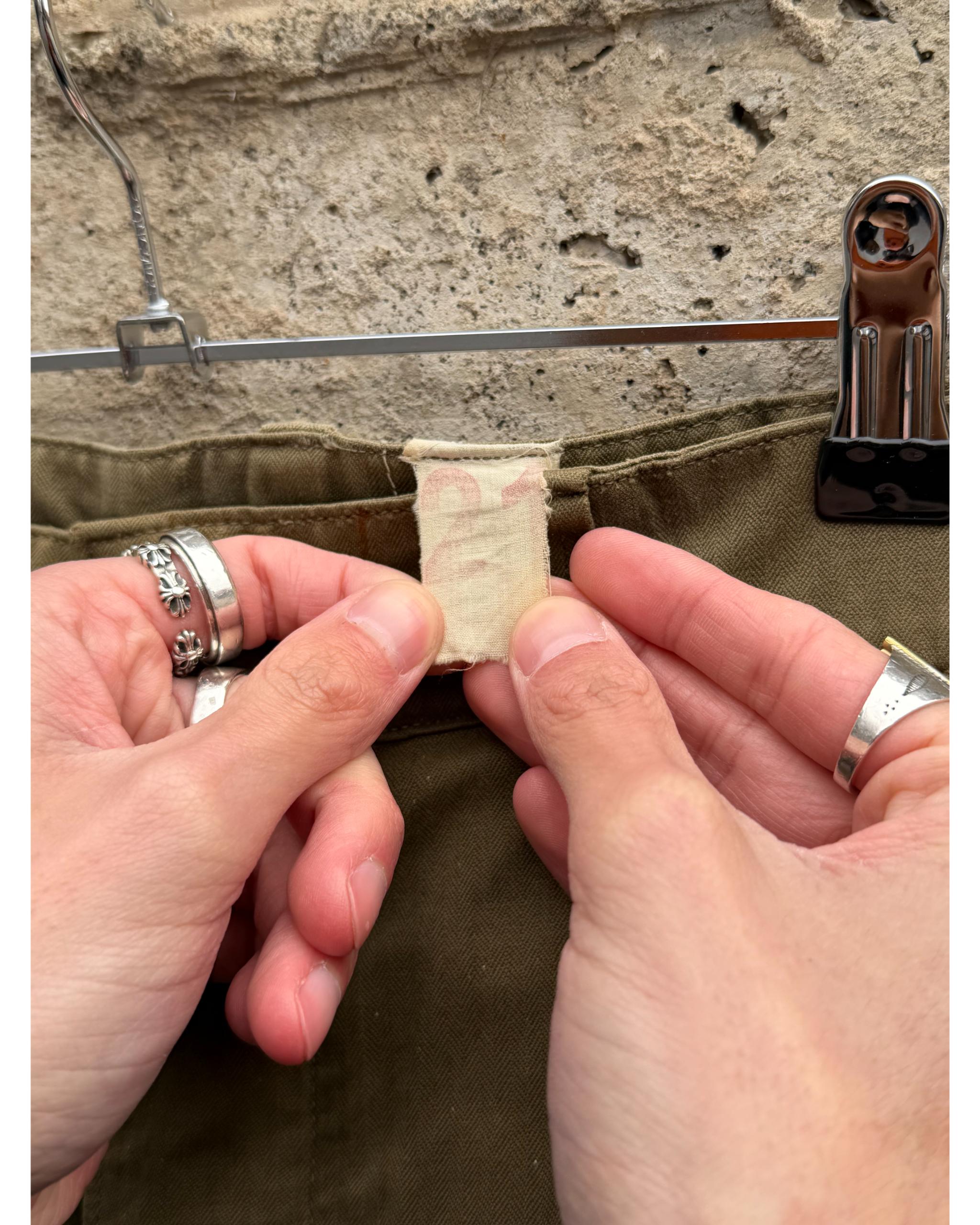 Distressed M47 French army brown cargo pants - late 1950's