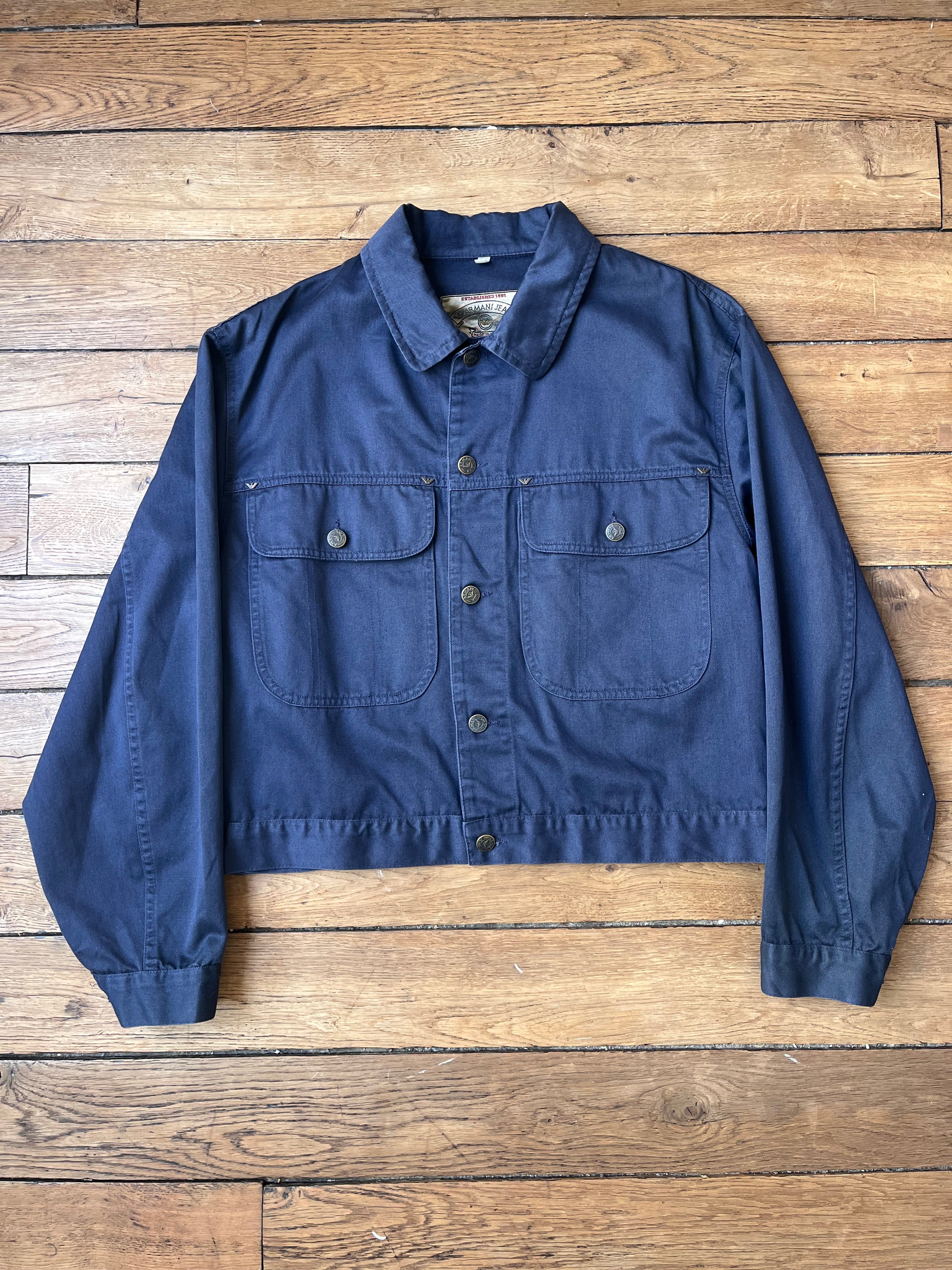 80s armani jeans Shirt Jacket シャツジャケット 黒 1980's Vintage Armani Jeans Work Jacket (IT 48) – Boîte Noire