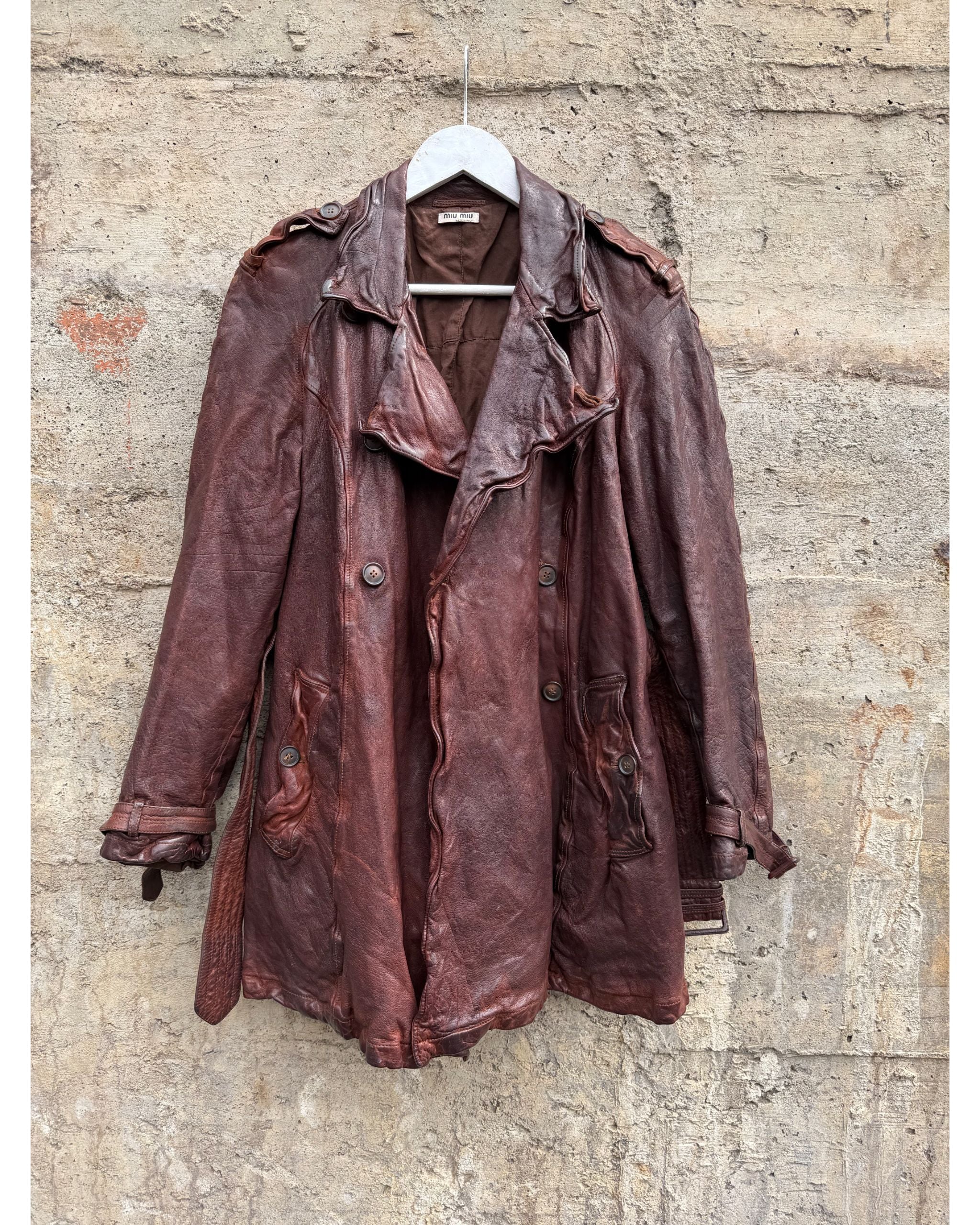 Runway oxblood leather coat - FW2004