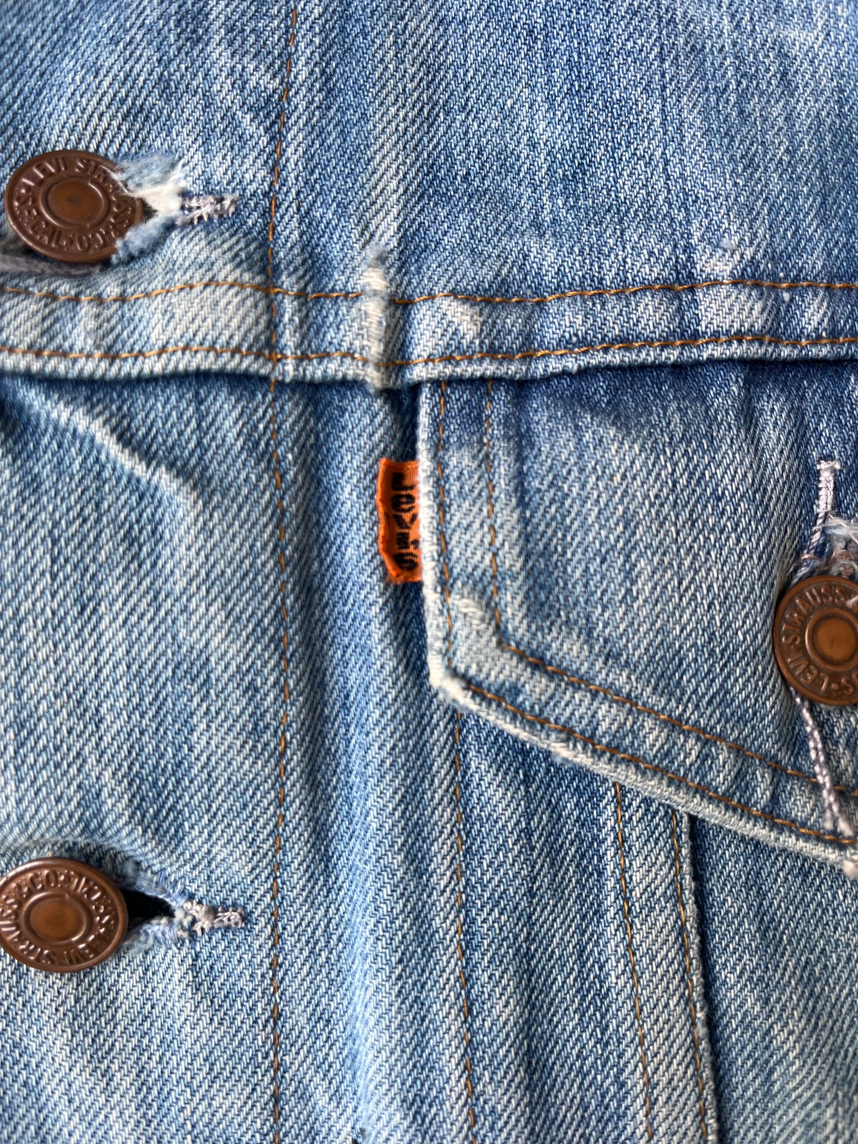 1980's Vintage Distressed Orange Tab Levi's Jacket (M)