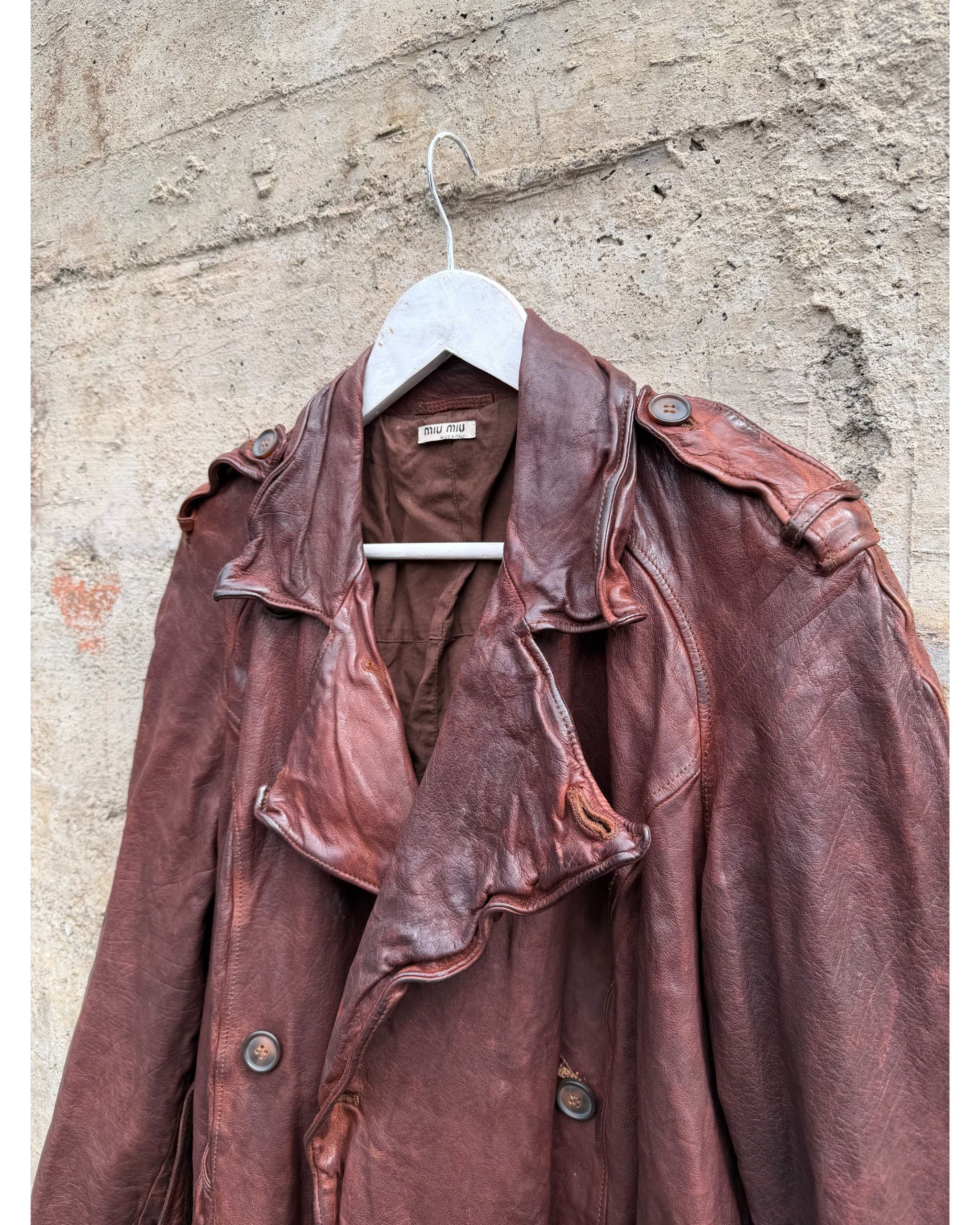 Runway oxblood leather coat - FW2004