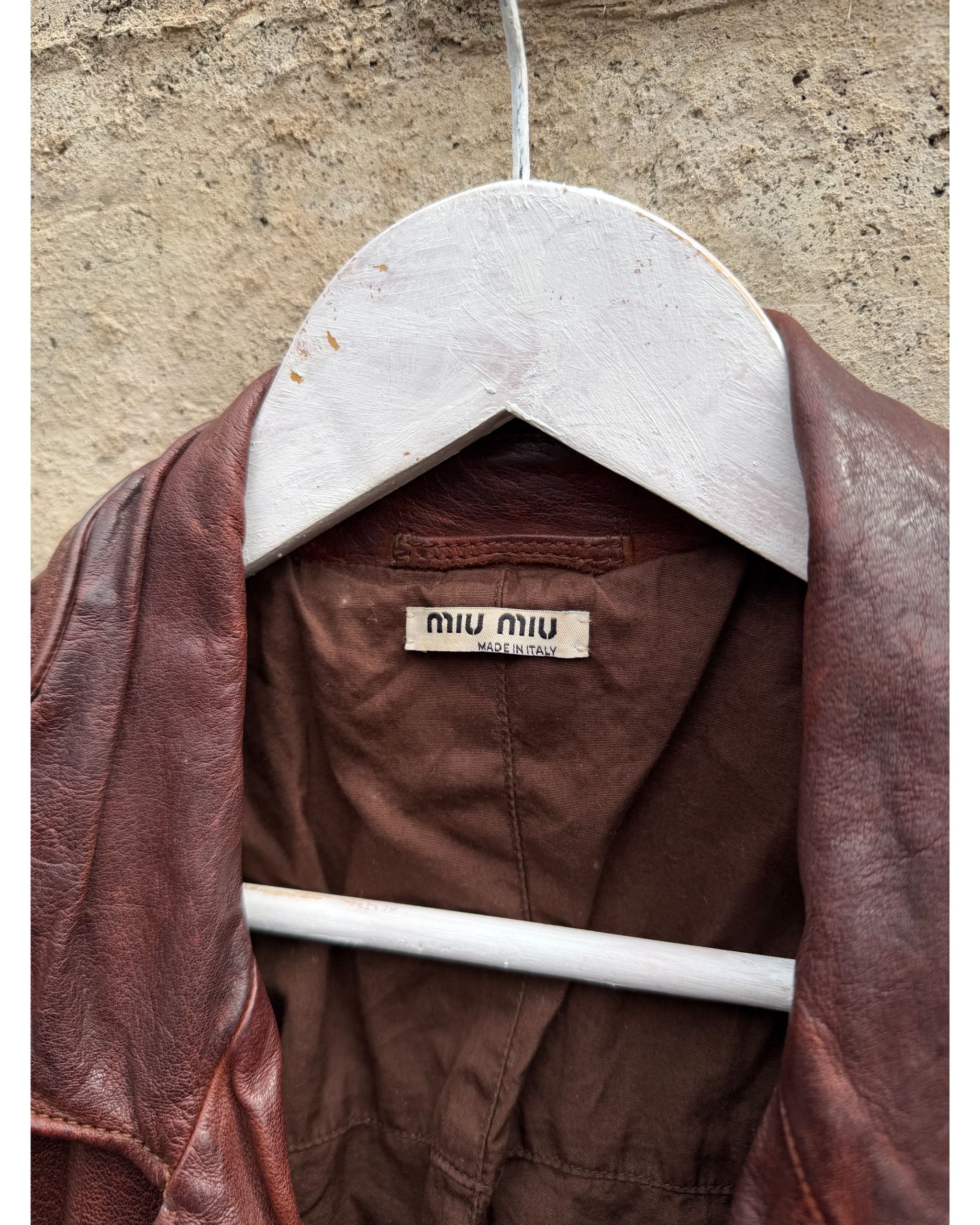Runway oxblood leather coat - FW2004