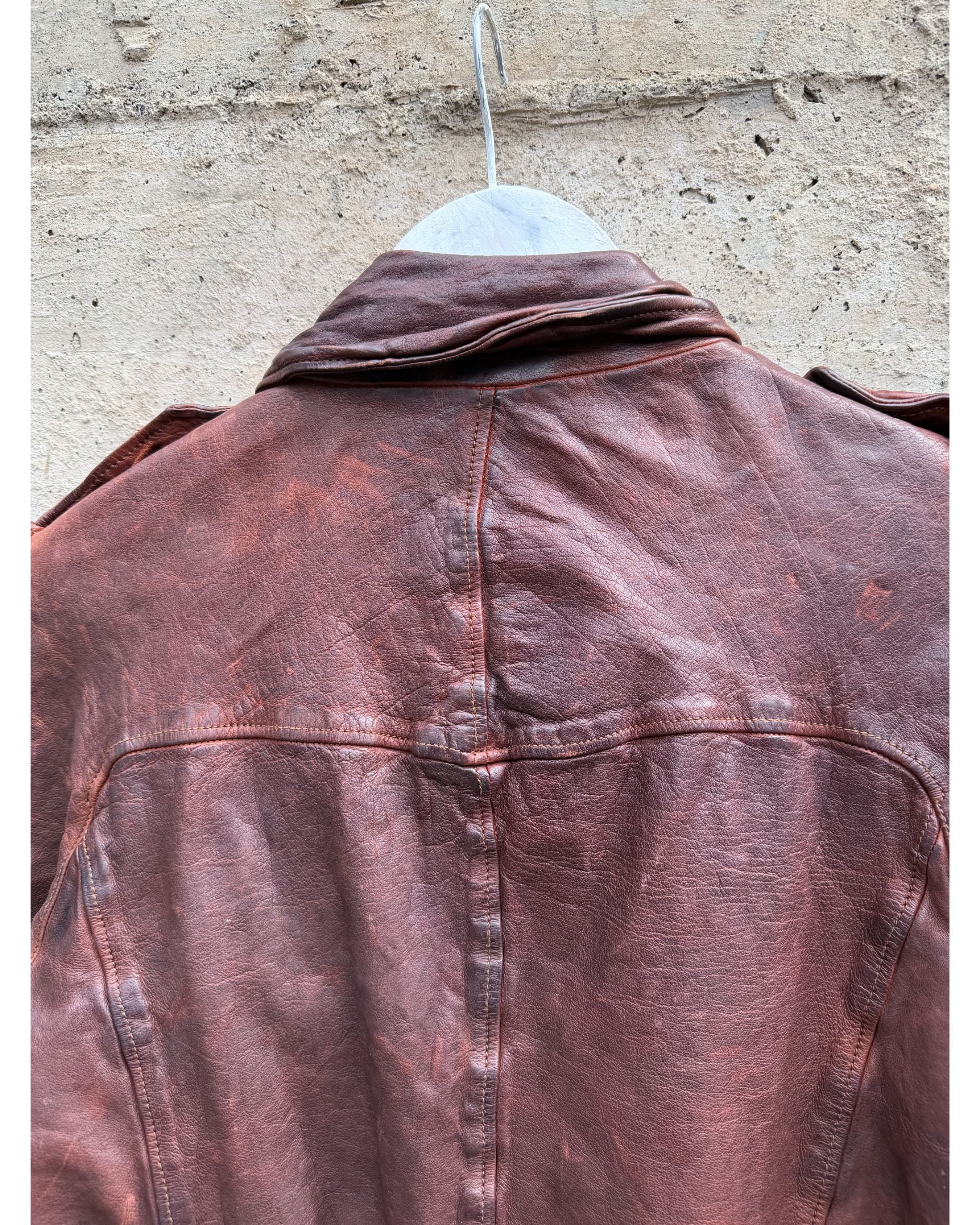 Runway oxblood leather coat - FW2004
