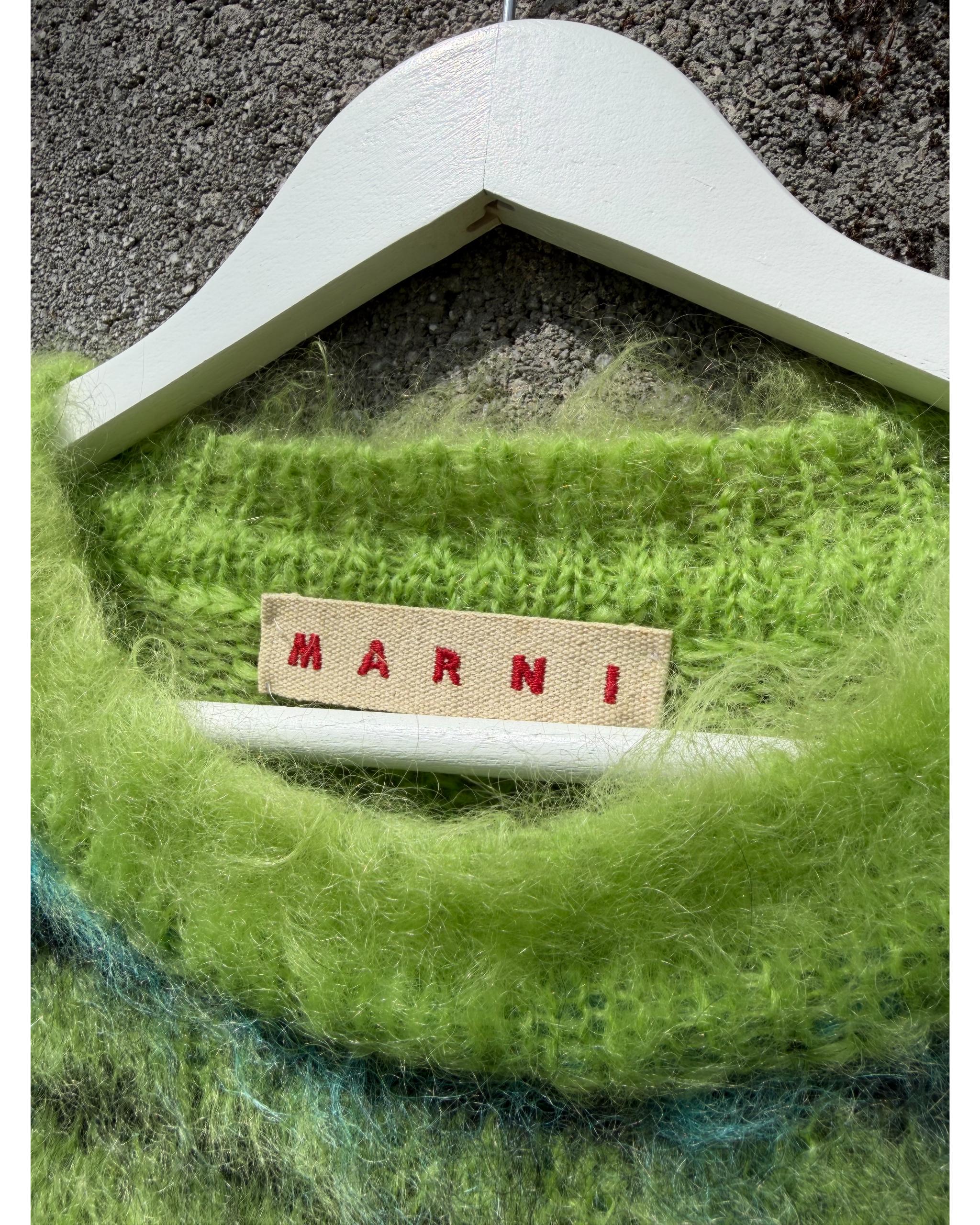Striped neon green mohair knit - AW19