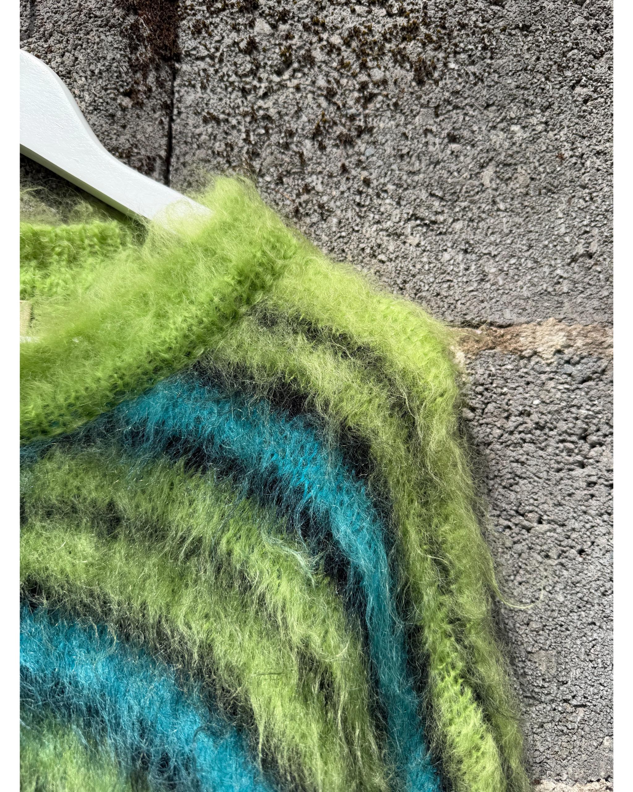 Striped neon green mohair knit - AW19