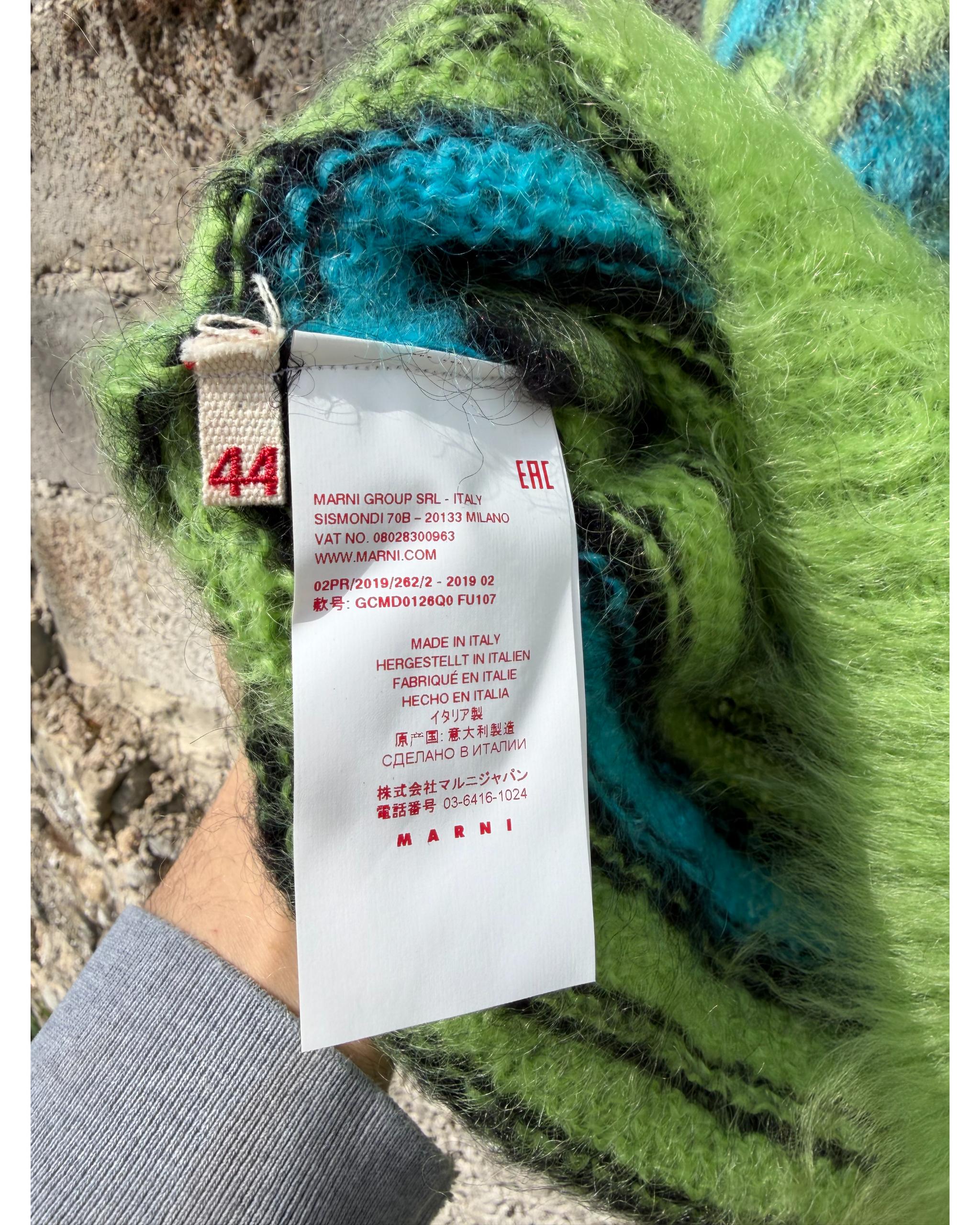 Striped neon green mohair knit - AW19