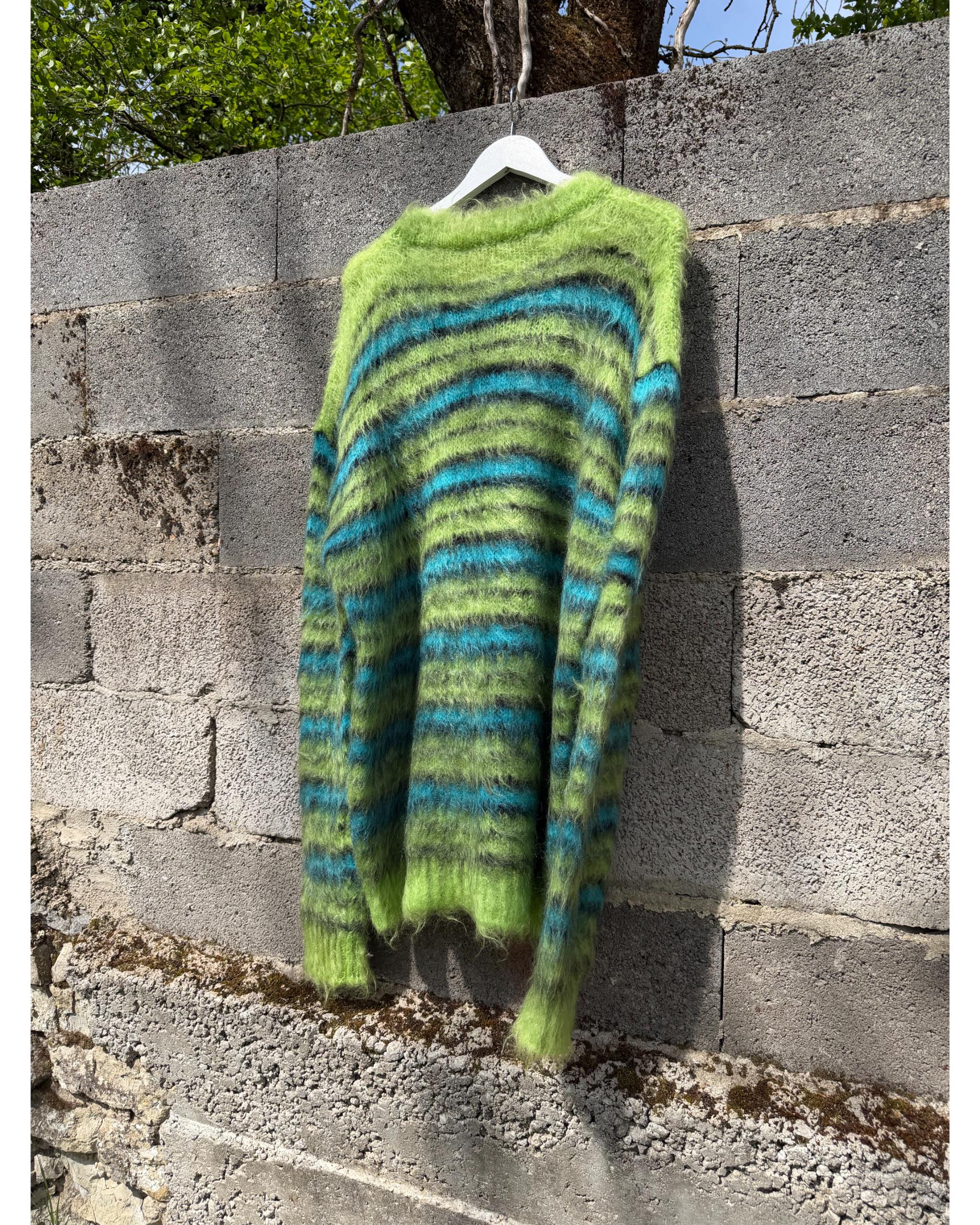 Striped neon green mohair knit - AW19
