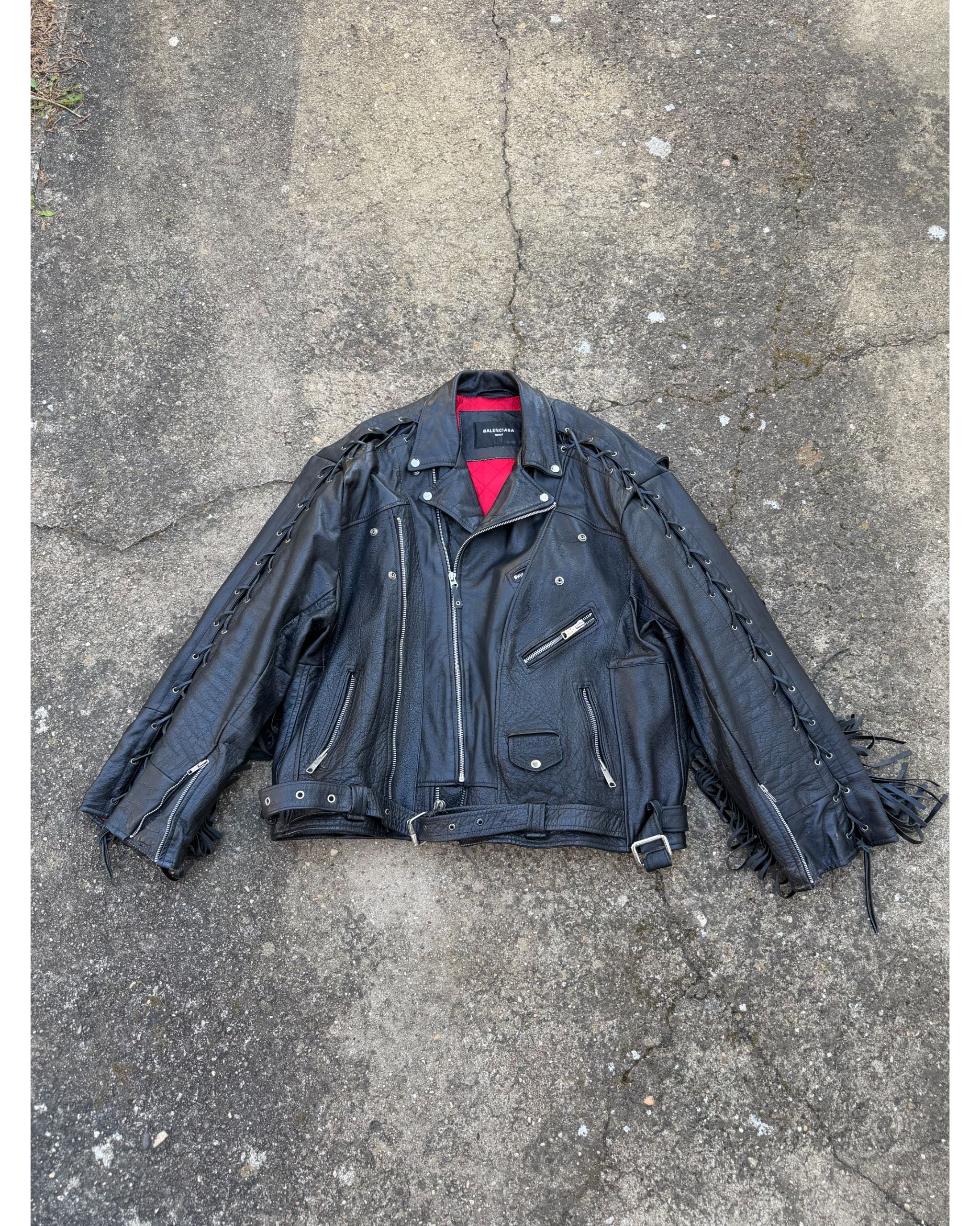 Fringed-upcycled leather jacket - SS22