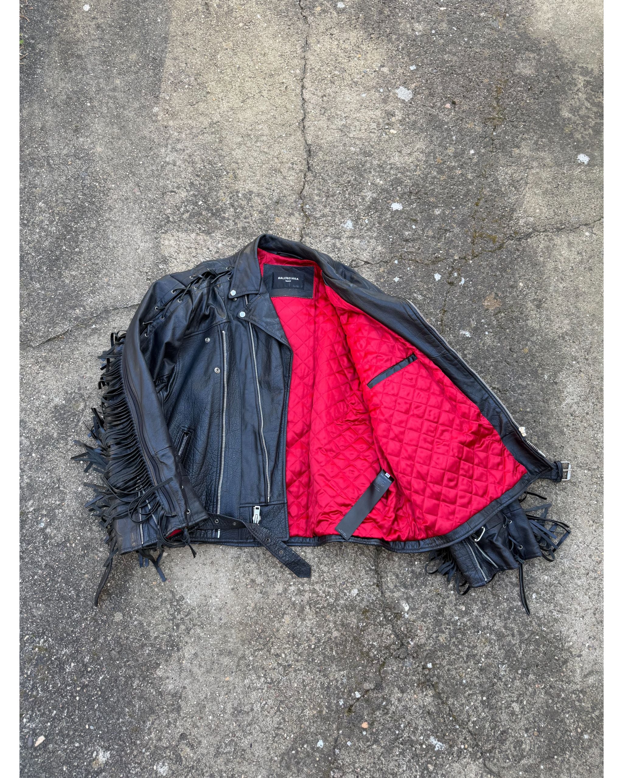 Fringed-upcycled leather jacket - SS22