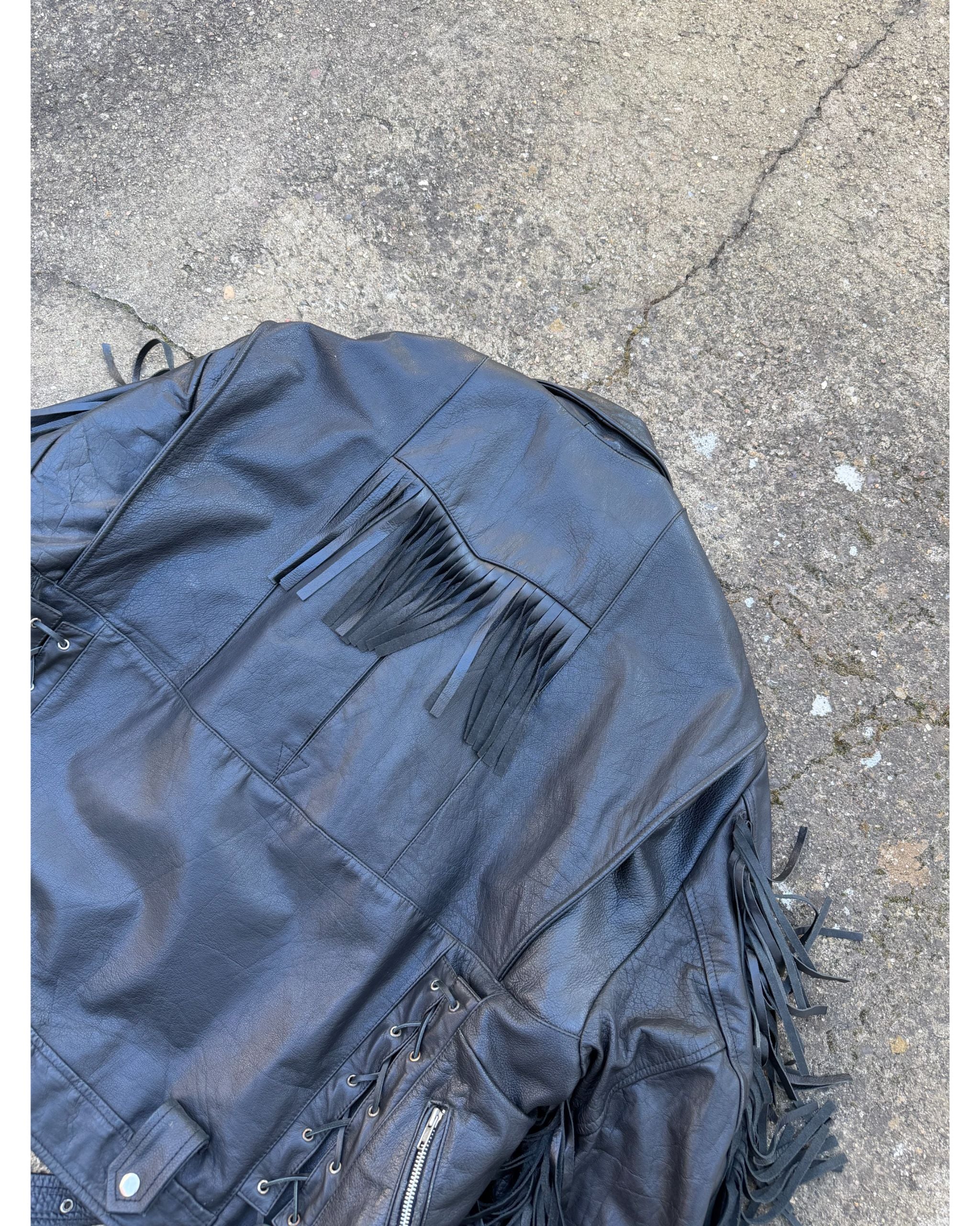 Fringed-upcycled leather jacket - SS22