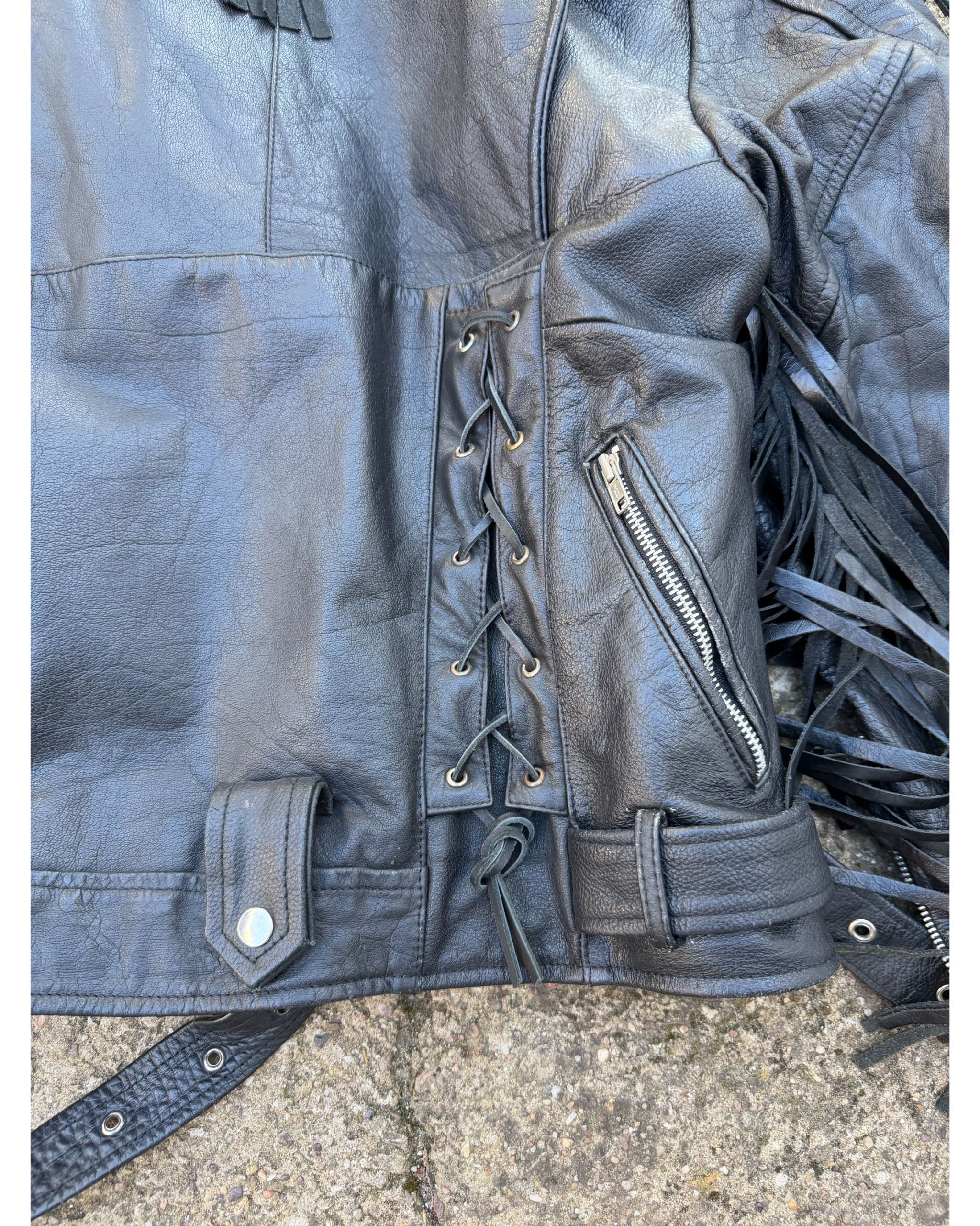 Fringed-upcycled leather jacket - SS22