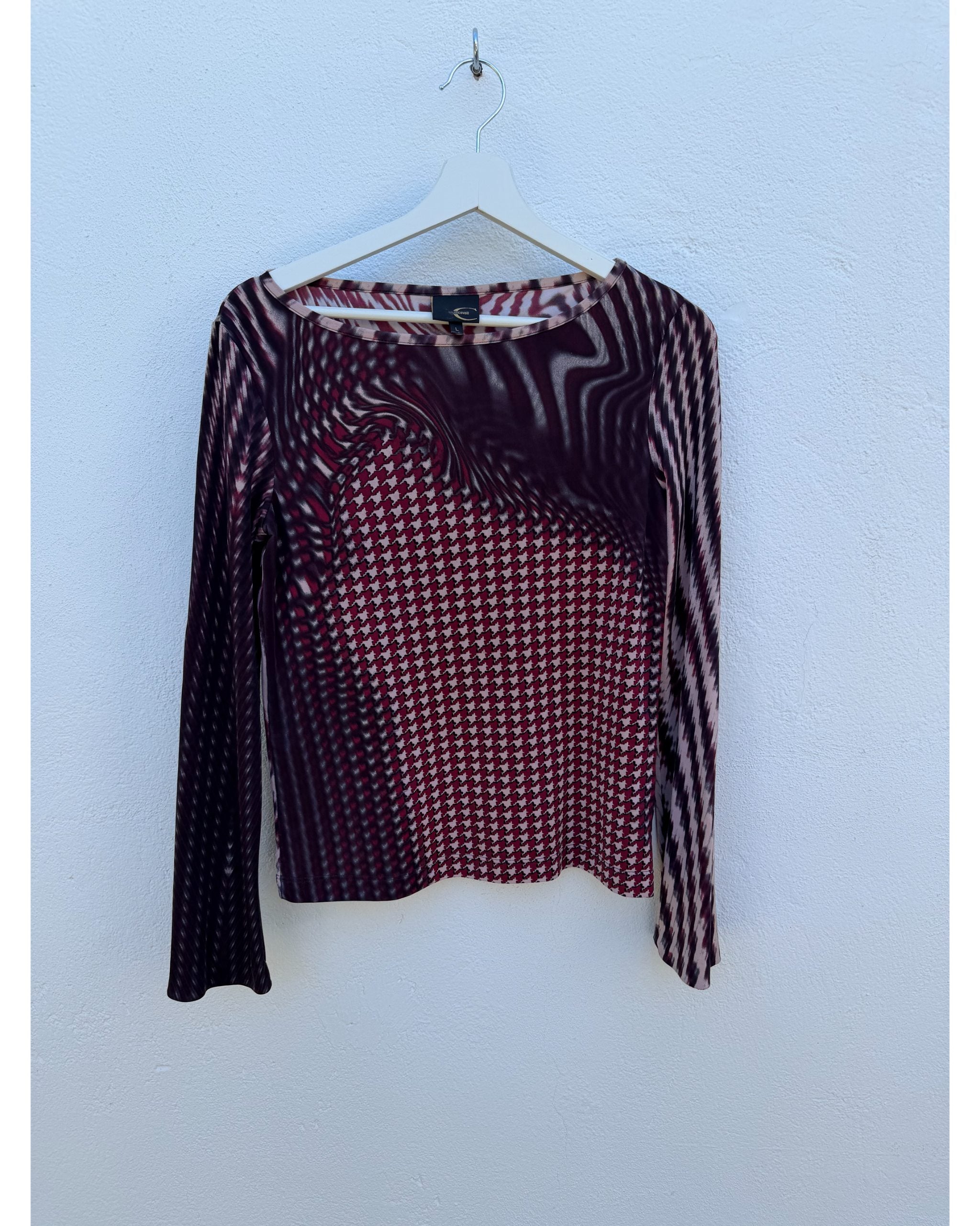 Houndstooth distortion illusion top - SS01