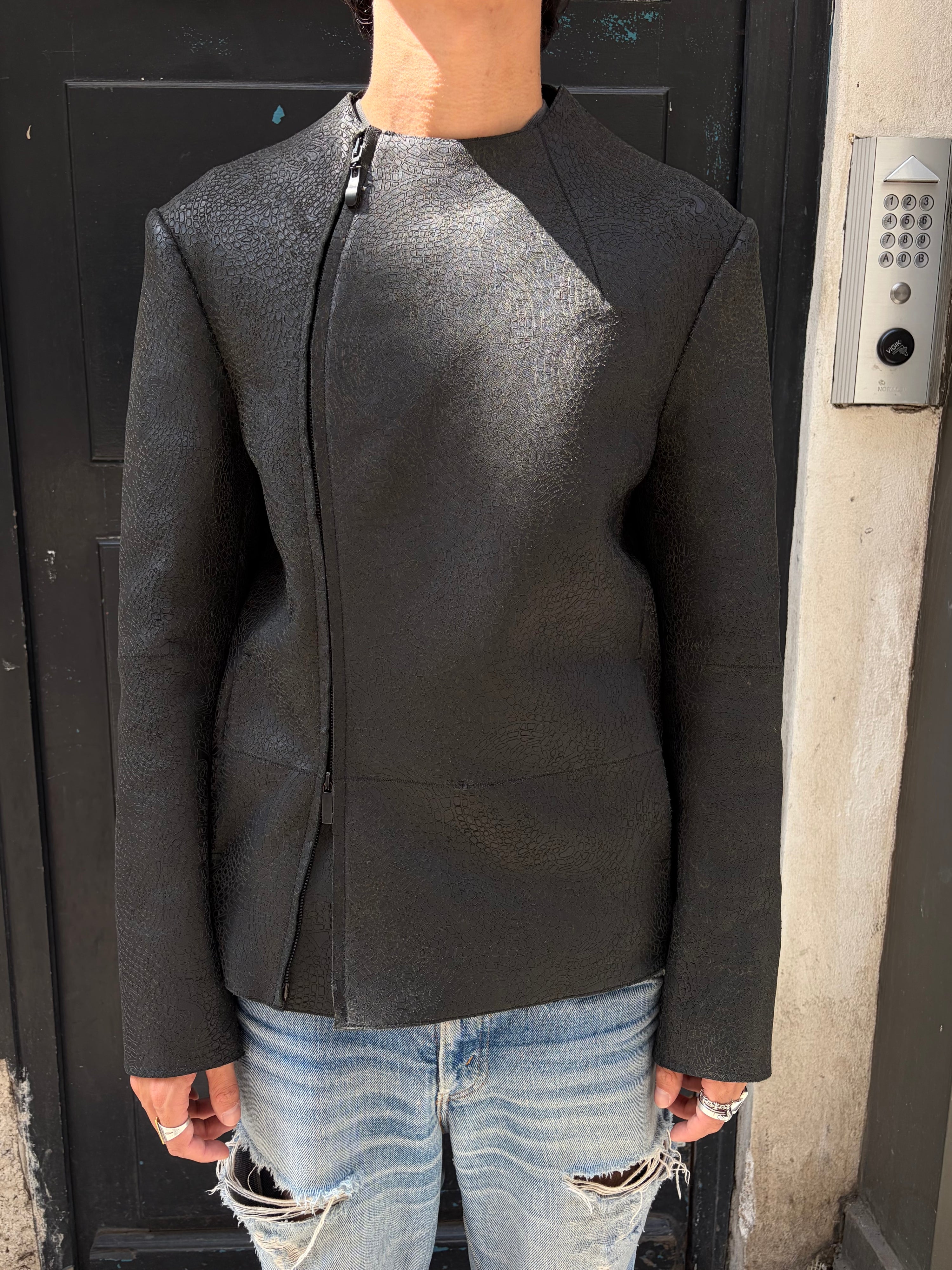 Emporio ArmaniCalf Leather Fencing Jacket (48)