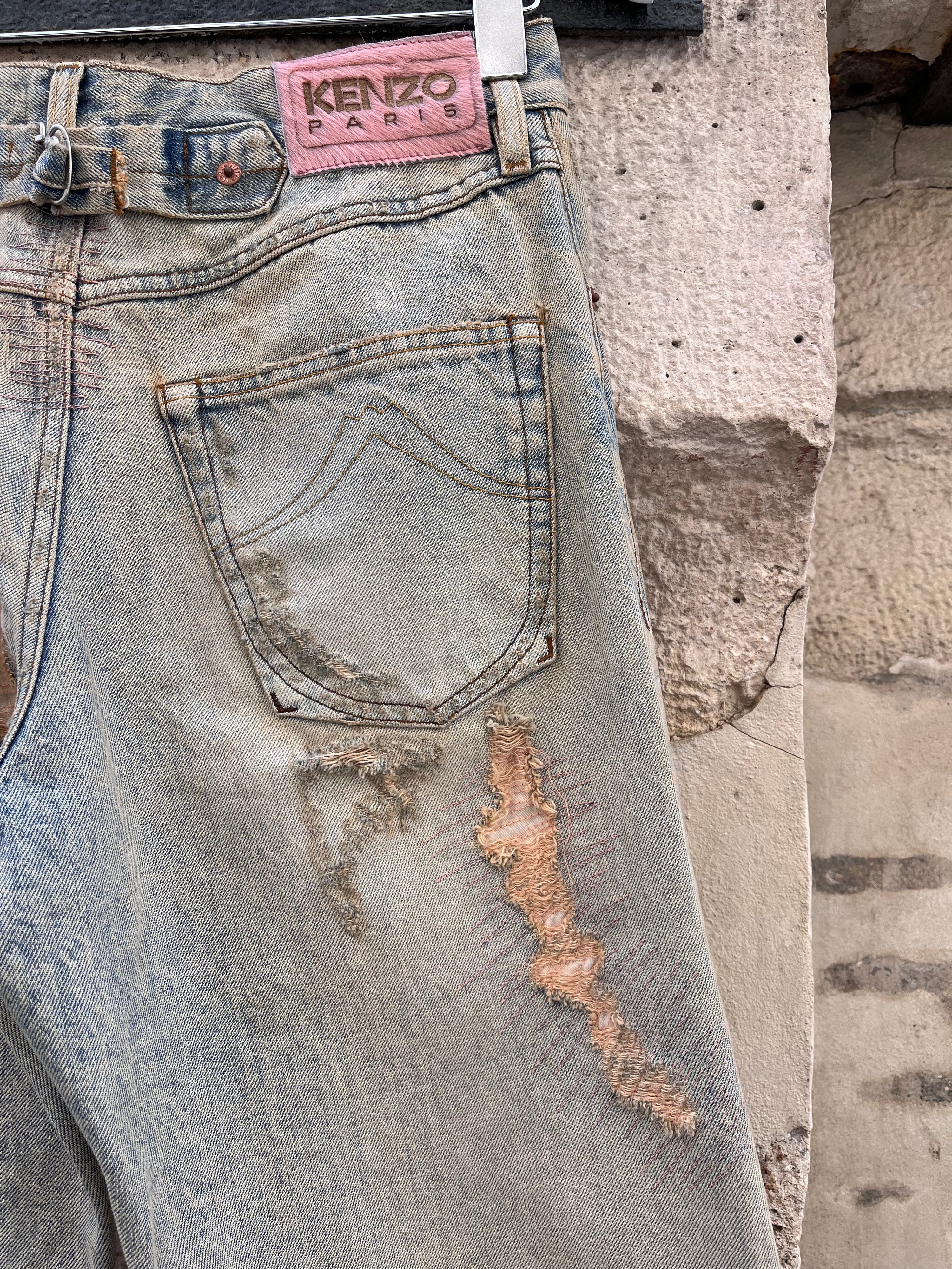 Distressed Straight Cut Kenzo Jeans (26)