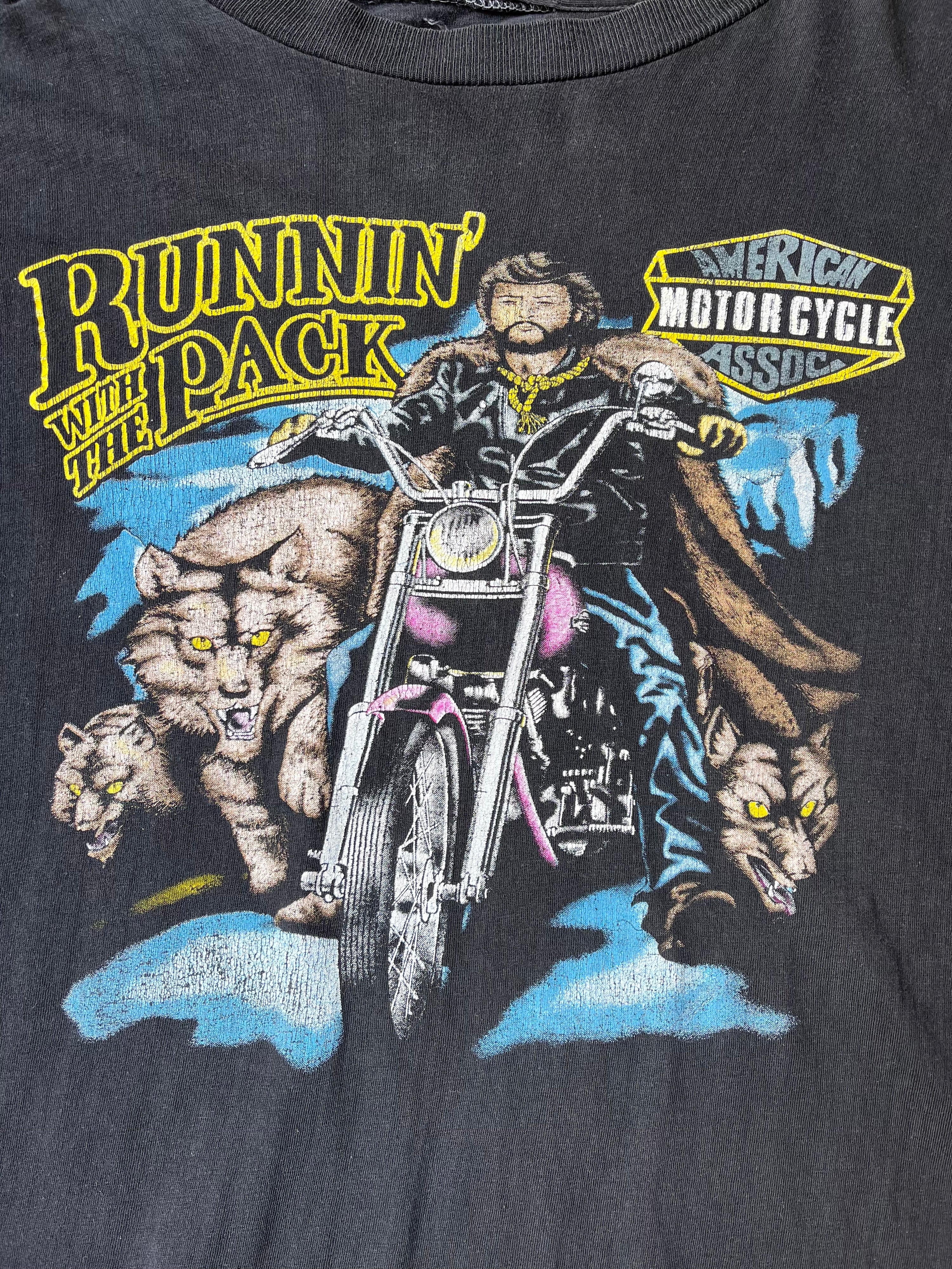 1980s Vintage Harley Davidson Bootleg Runnin With The Pack T-shirt (M)