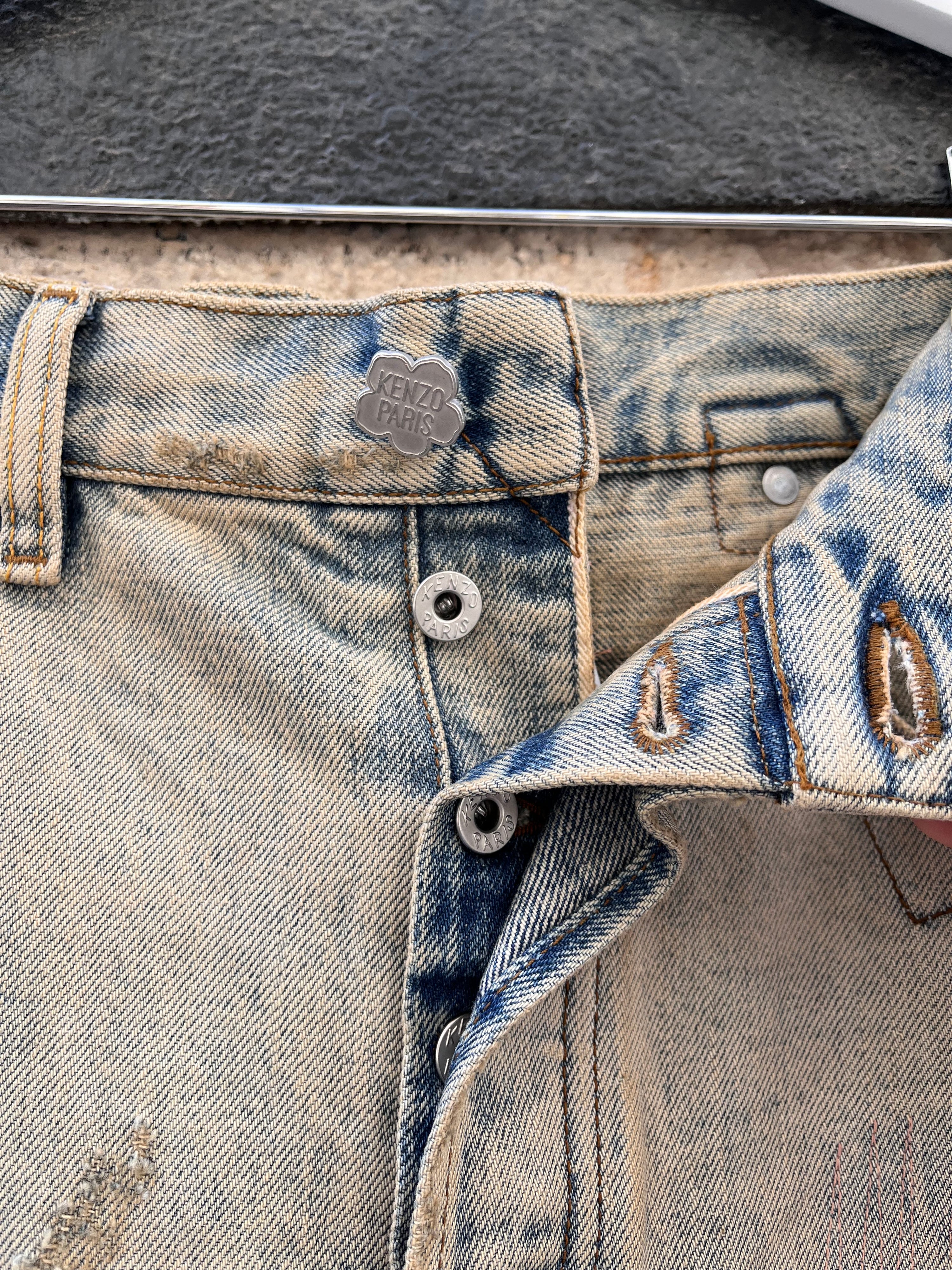Distressed Straight Cut Kenzo Jeans (26)