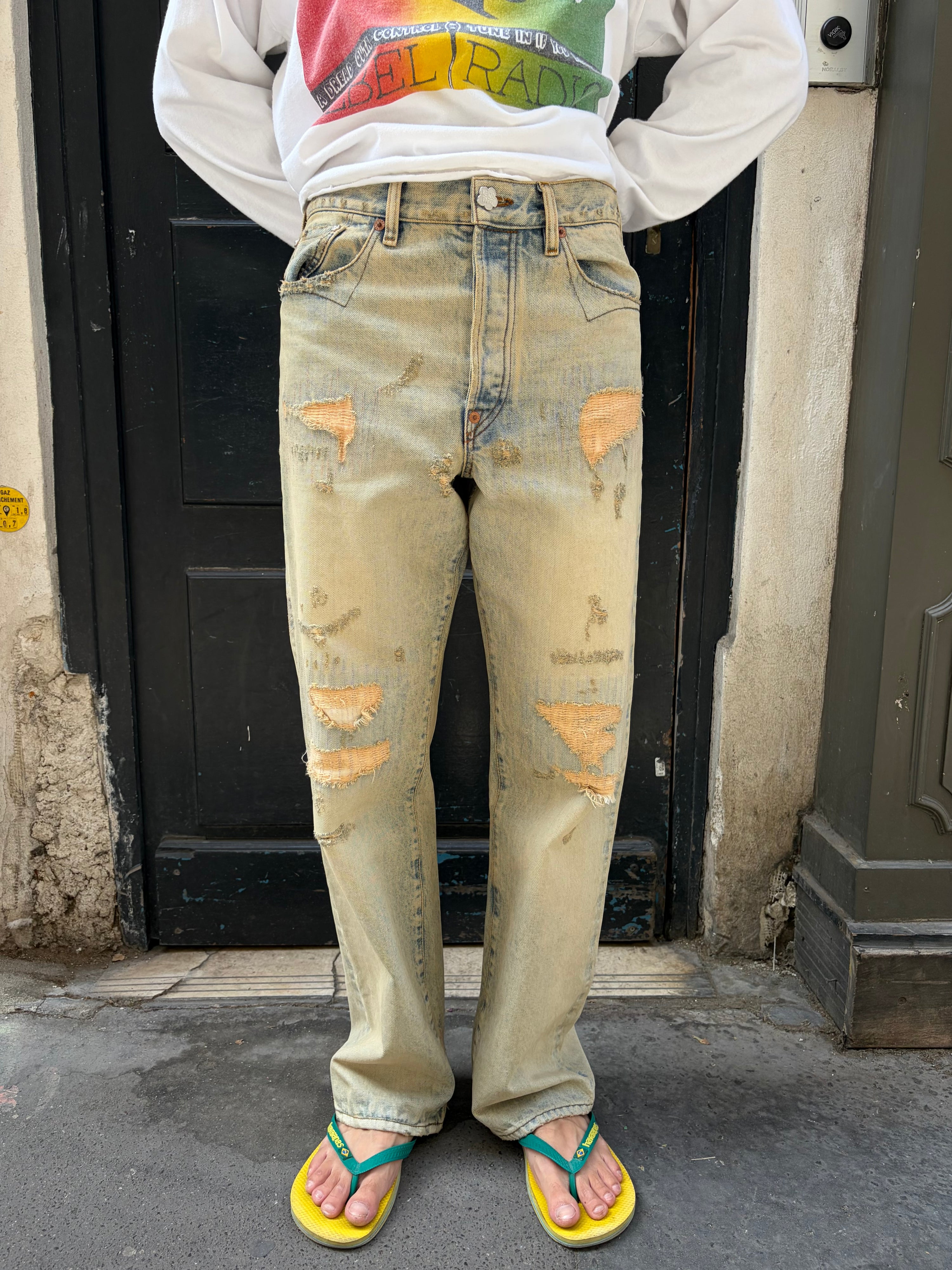 Distressed Straight Cut Kenzo Jeans (26)