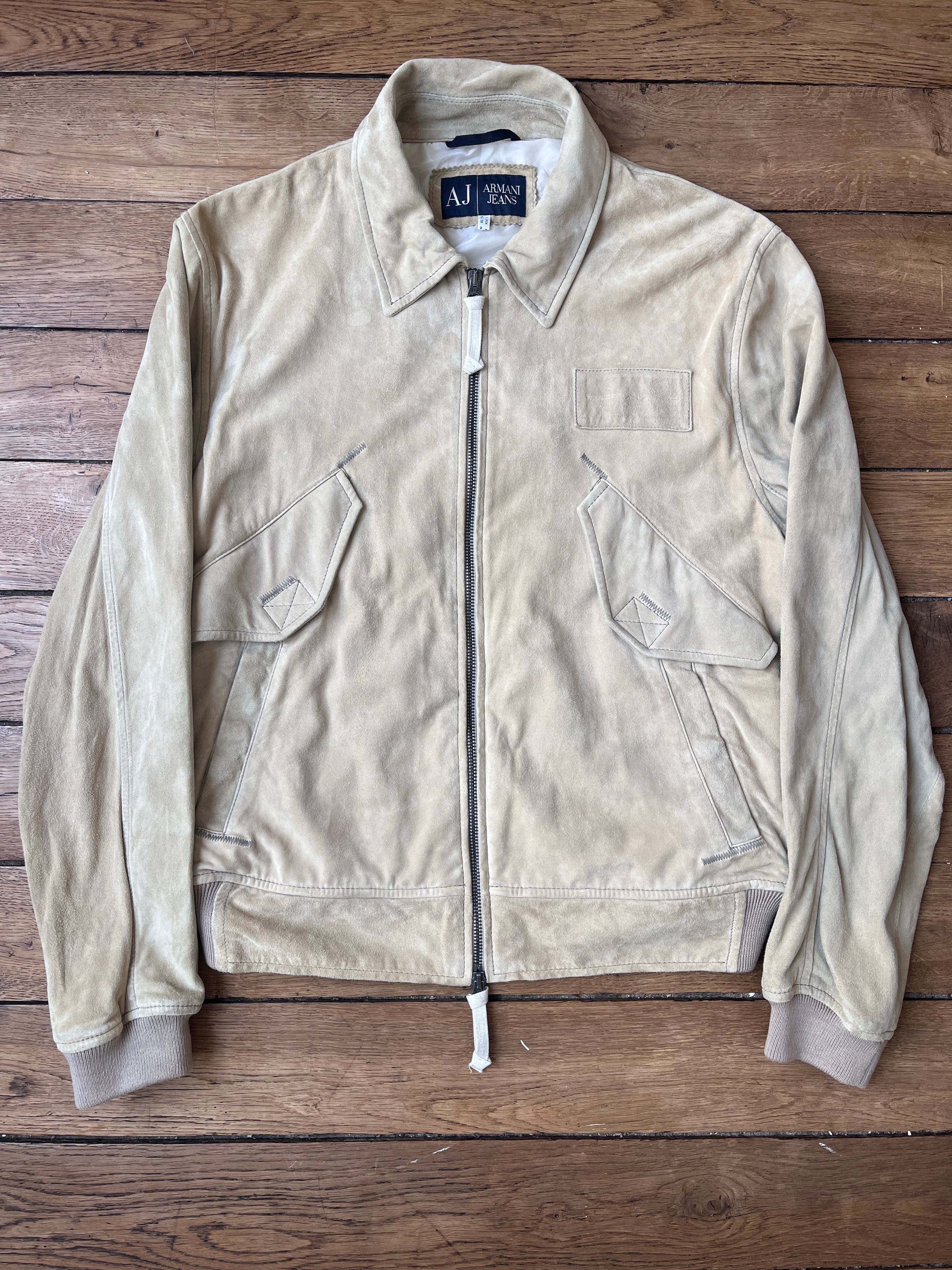 2000's Vintage Armani Jeans Leather Flight Jacket (IT 52)